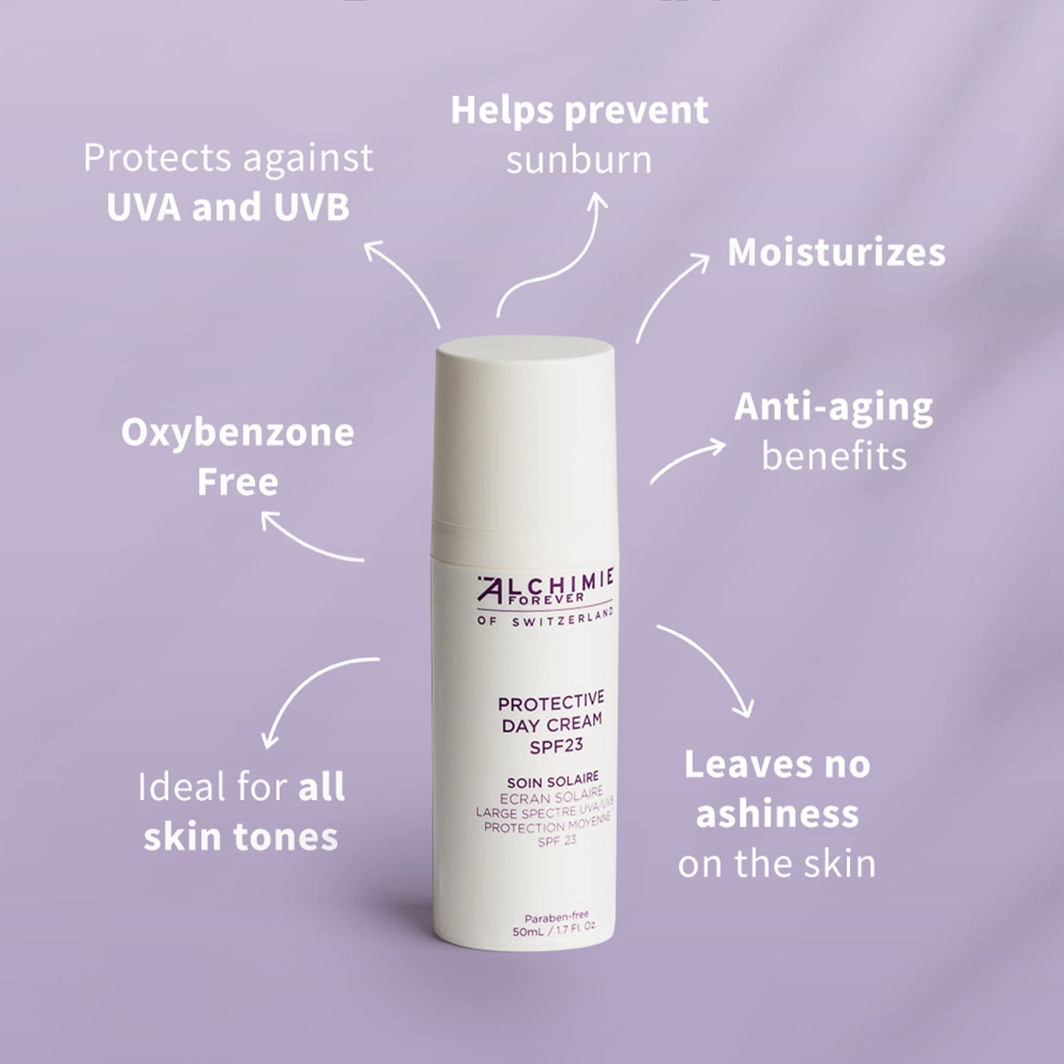 Alchimie Forever Protective Day Cream SPF 23 – Benzene-Free, UVA/UVB Defense & Hydration | 1.7 fl oz
