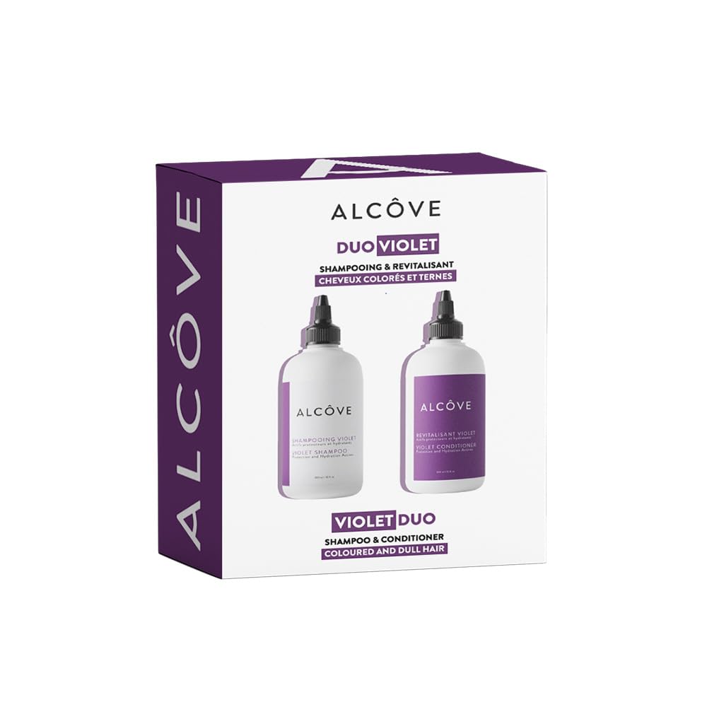 Alcôve Violet Shampoo & Conditioner Duo – Neutralize Yellow & Brassy Tones (Sulfate-Free) 10oz