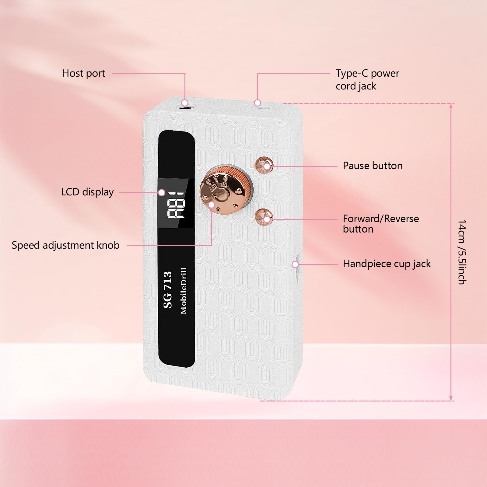 Aleanu Electric Nail File Professional Kit – 45,000 RPM Cordless Nail Drill with LED Screen & 11 Bits