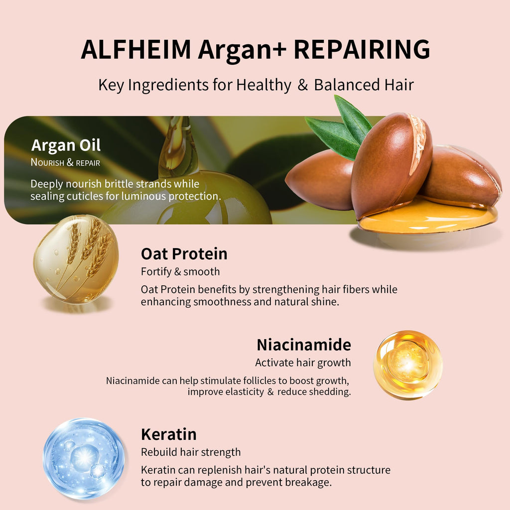 Alfheim Argan Hair Care Set — Frizz Control, Repair & Color-Safe, Sulfate-Free