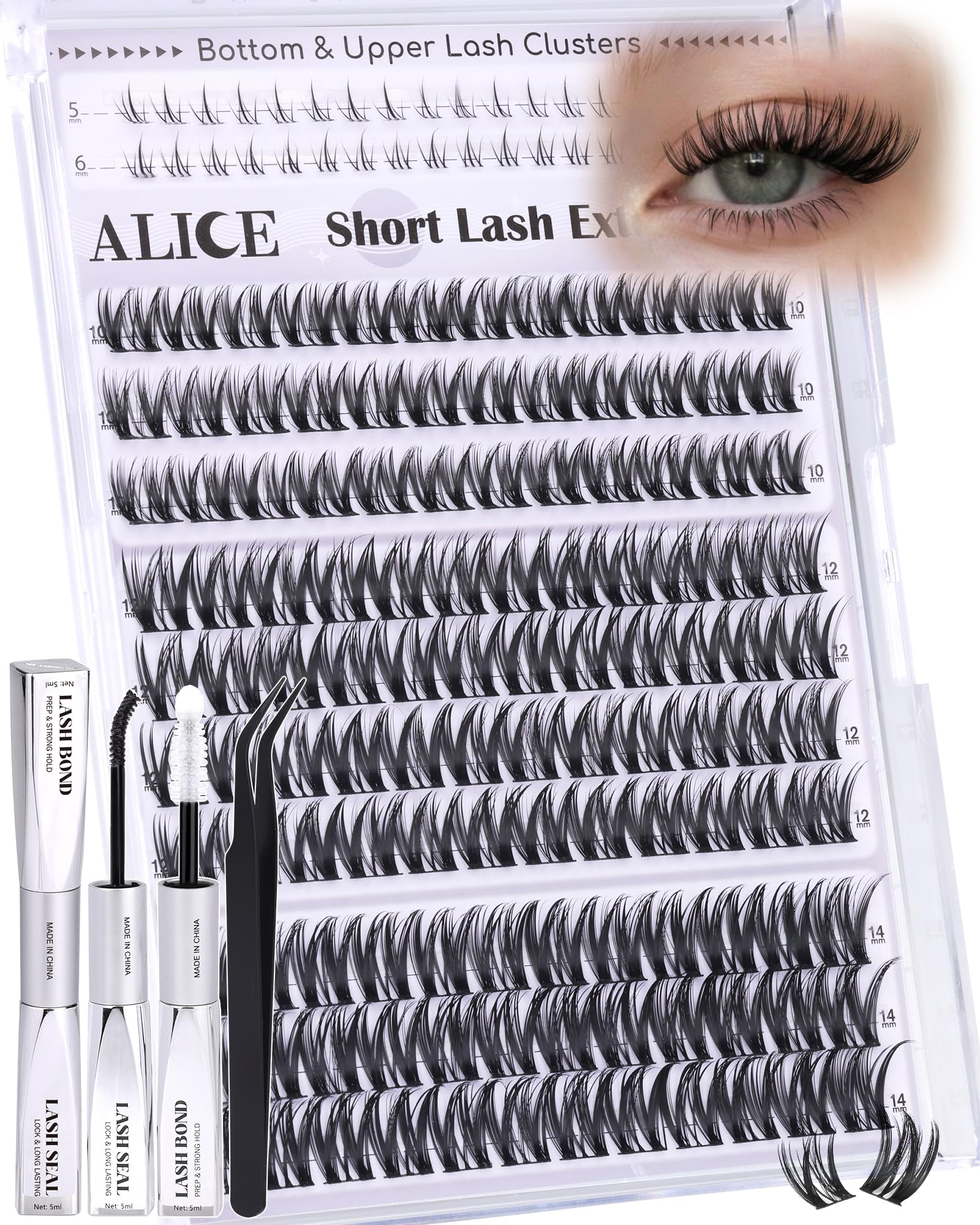 ALICE Flaunt Lash Clusters Kit – Natural Wispy Lash Extensions with Bond & Seal