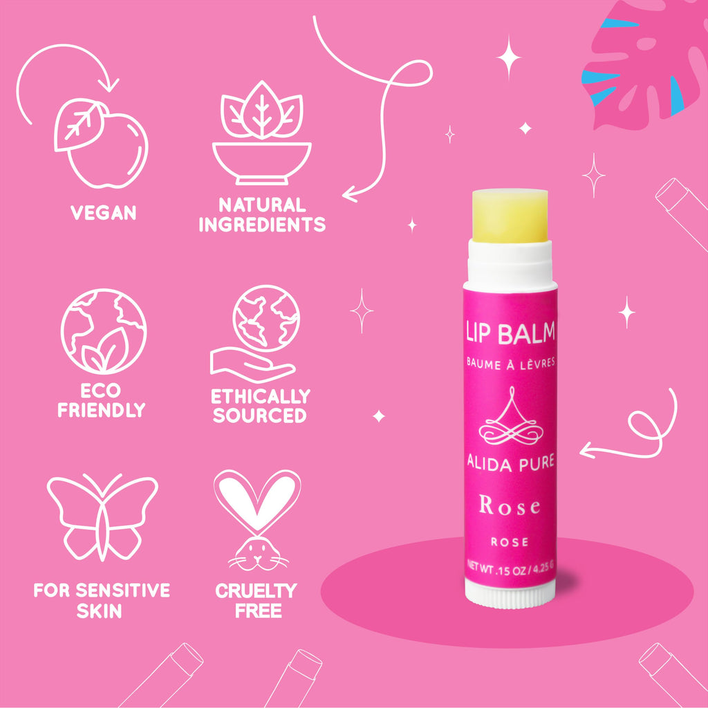 ALIDA PURE Floral Lip Balm Collection – Vegan, Beeswax Free, 3-Tube Set