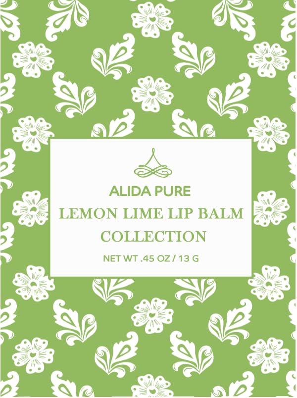 ALIDA PURE Lemon Lime Lip Balm Collection – Vegan, Beeswax-Free, 3-Tube Set