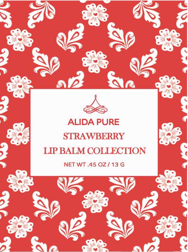 ALIDA PURE Strawberry Lip Balm Collection – Vegan, Beeswax-Free, 3 Tubes