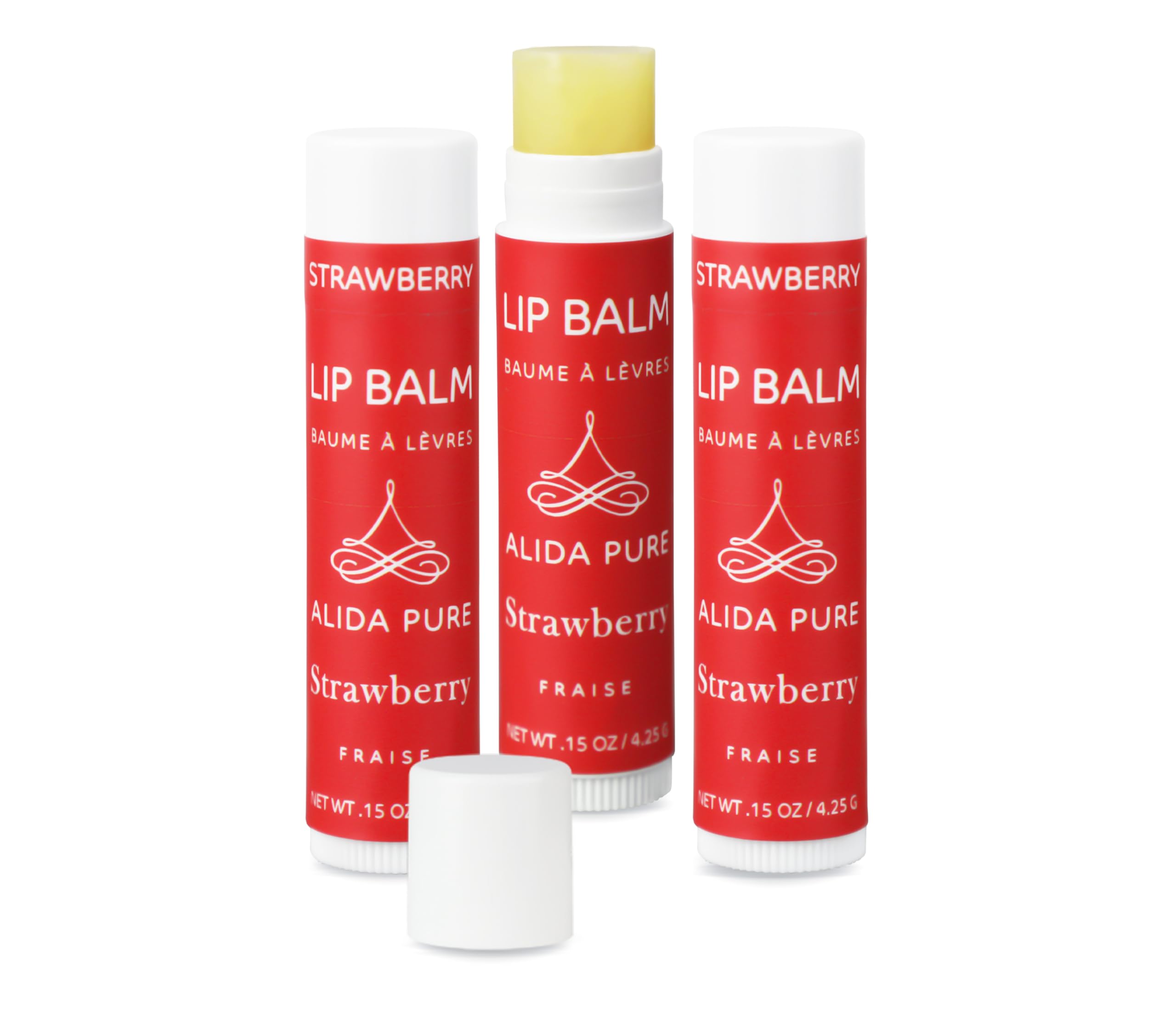 ALIDA PURE Strawberry Lip Balm Collection – Vegan, Beeswax-Free, 3 Tubes