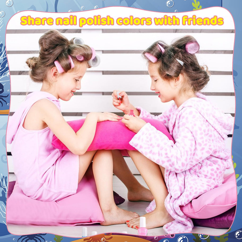 ALIKOSSTOR Glitter Nail Polish Set for Kids – 10 Non-Toxic, Quick-Dry, Peel-Off