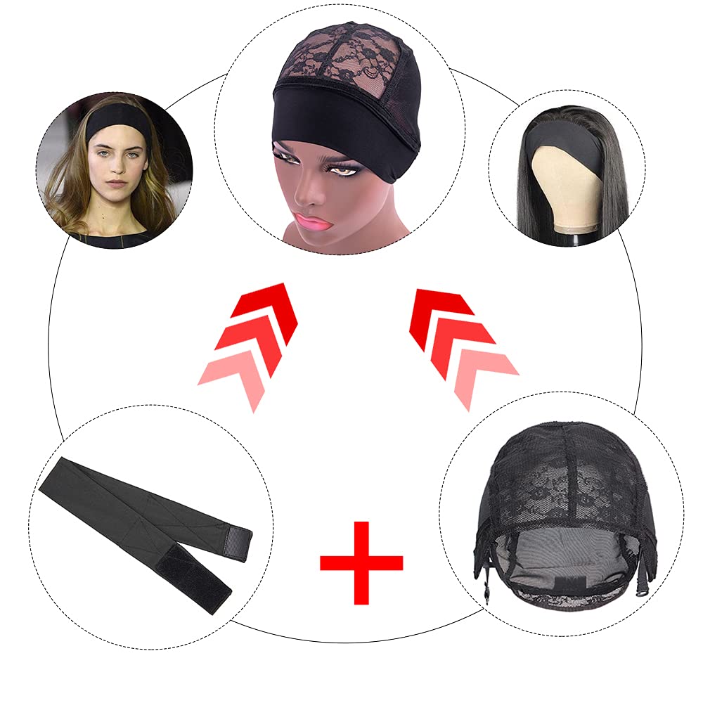 AliLeader 5Pcs Silk Headband - Adjustable Elastic Wig Cap for Secure Edges