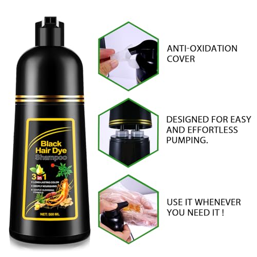 ALIVER Hair Dye Shampoo Black – 3-in-1 Color, Nourish & Growth Promoter 500ml