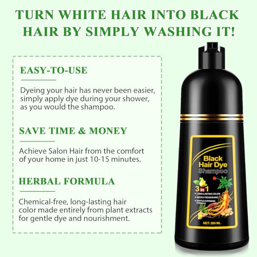ALIVER Hair Dye Shampoo Black – 3-in-1 Color, Nourish & Growth Promoter 500ml