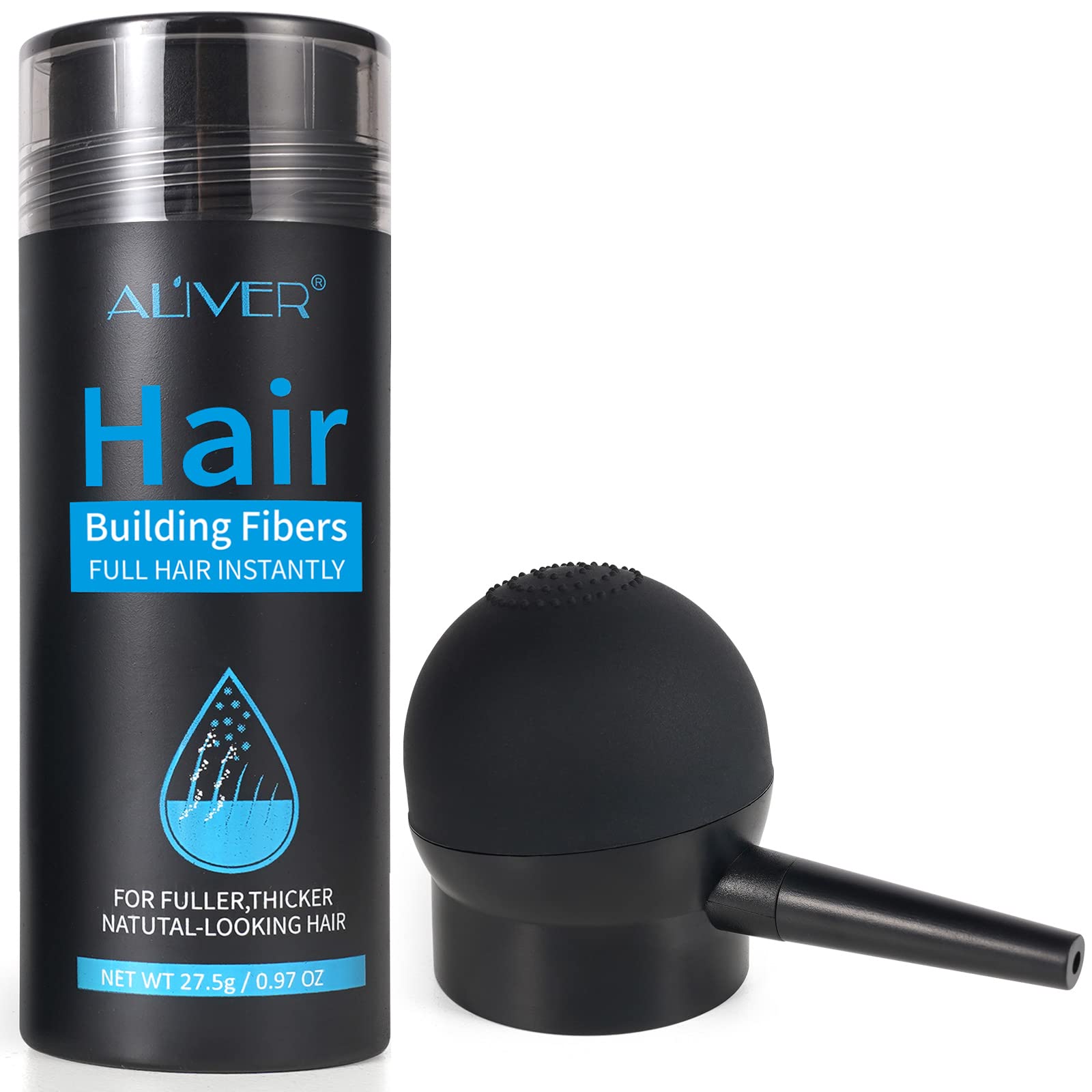 ALIVER Hair Fibers for Thinning Hair – Dark Brown Spray, Undetectable Natural Formula, 15 Seconds to Fuller Hair – Conceals Hair Loss for Men & Women | 0.97 oz