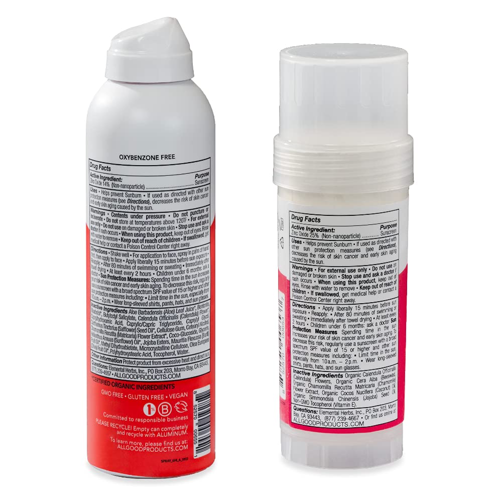 All Good Baby & Kids Mineral Sunscreen — SPF 50 Butter Sticks & SPF 30 Sprays | Reef-Friendly, Water-Resistant, Zinc Oxide