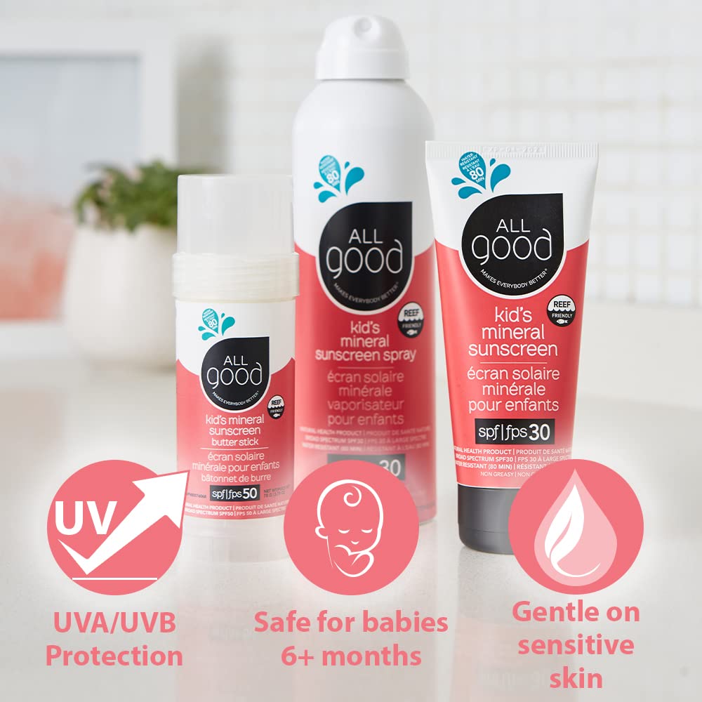 All Good Baby & Kids Mineral Sunscreen: SPF 50 Butter Stick + SPF 30 Lotion