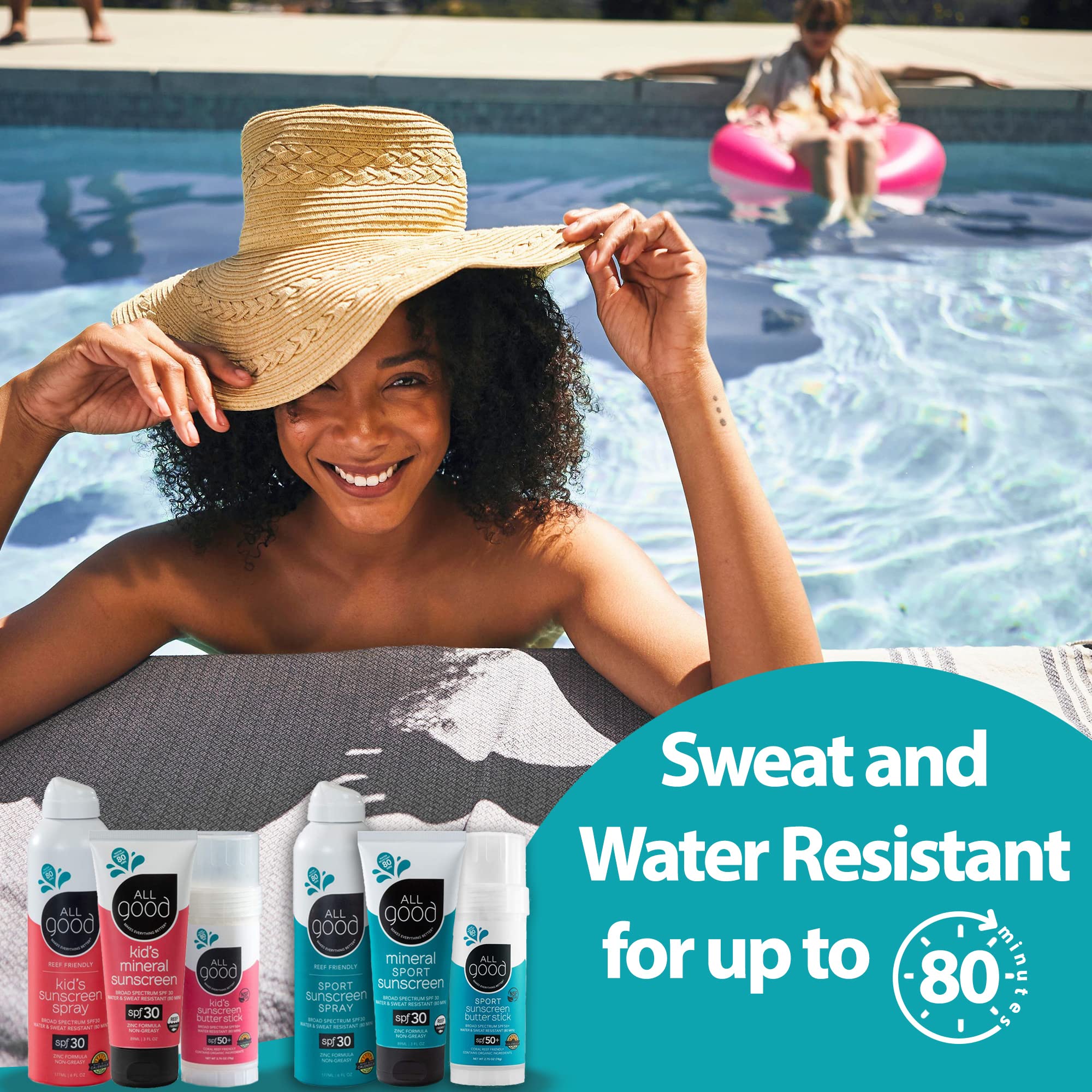 All Good Sport Sunscreen Spray & Lotion – SPF 30, Broad Spectrum, Reef-Friendly, Water-Resistant