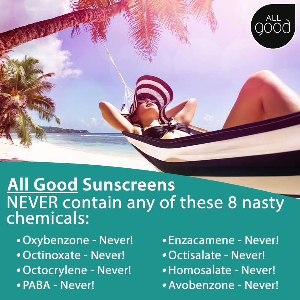 All Good Sport Face & Body Sunscreen - UVA/UVB Broad Spectrum, Water Resistant, Coral Reef Friendly - 30 SPF Sunscreen Spray & 50 SPF Butter Stick