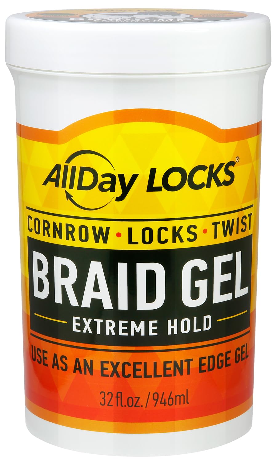 AllDay Locks Braid Gel Extreme Hold | Braiding Gel for Cornrows, Locs & Twists | 10 oz Jar