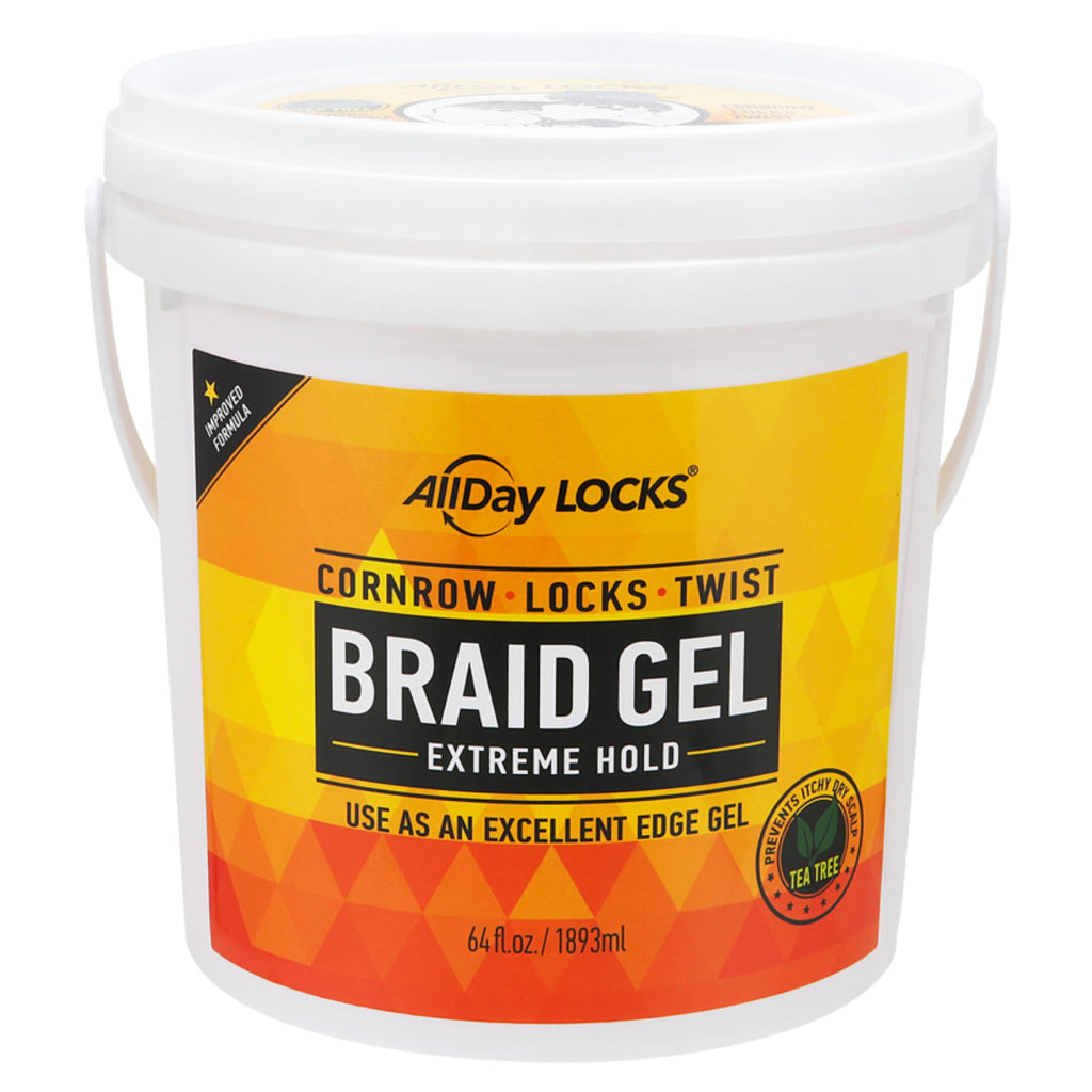 AllDay Locks Braid Gel Extreme Hold – Natural Braiding Gel for Cornrows, Locs & Twists (10 oz)