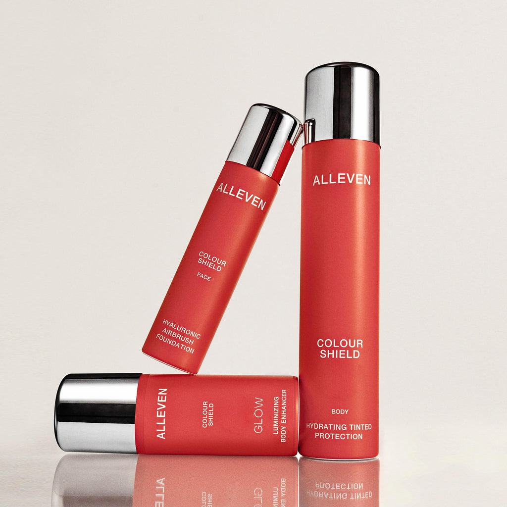ALLEVEN Color Shield Spray Body Makeup – Pearl Shimmer, 100 ml | Luminous Finish