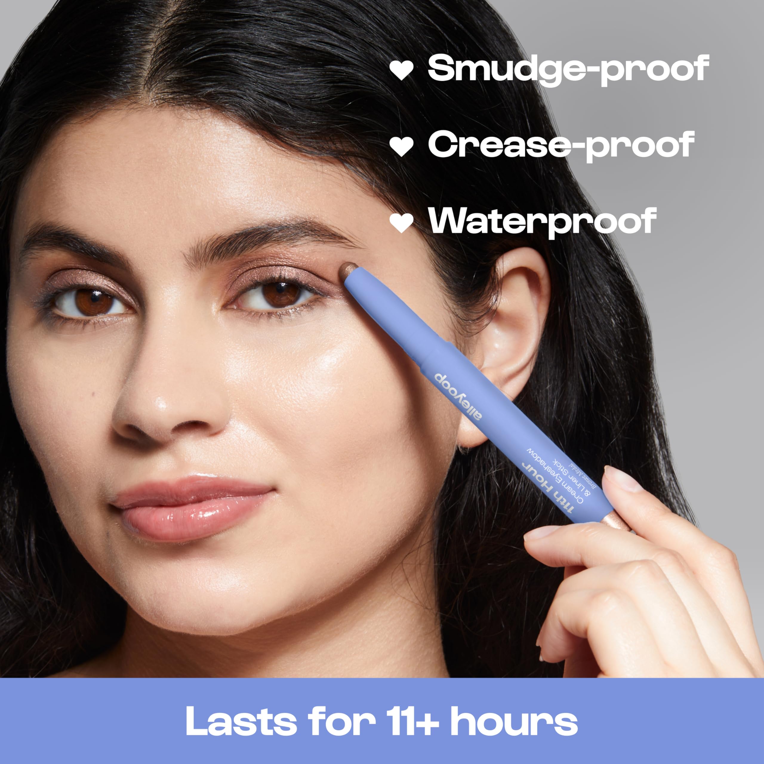 ALLEYOOP 11th Hour Waterproof Cream Eyeshadow Stick – Long-Lasting Brown Shimmer, Cream-to-Powder, 2-in-1 Shadow & Liner