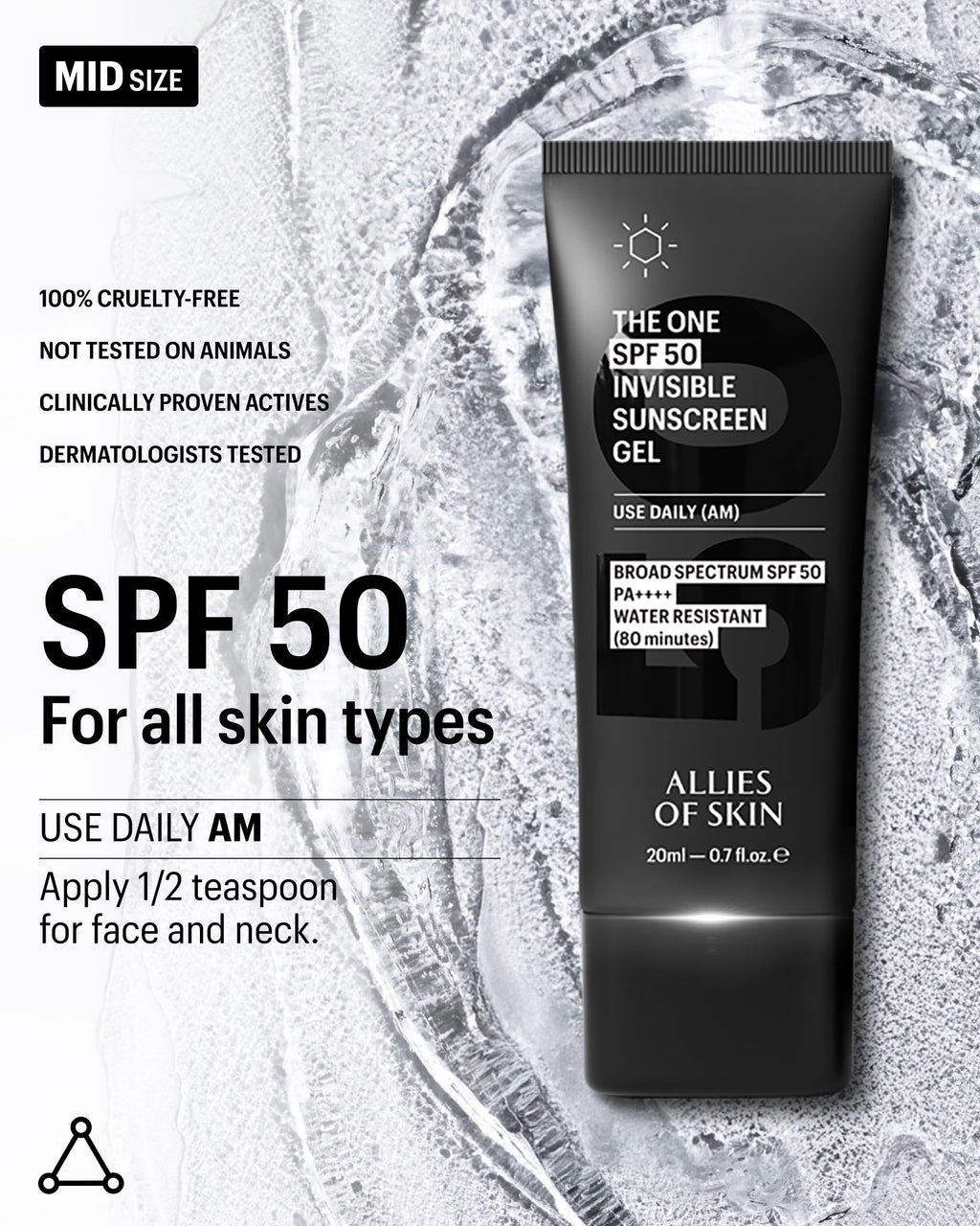 Allies of Skin Daily Face Sunscreen SPF 50 Travel Size – Zero White Cast, Lightweight Primer-Ready (0.7 oz)