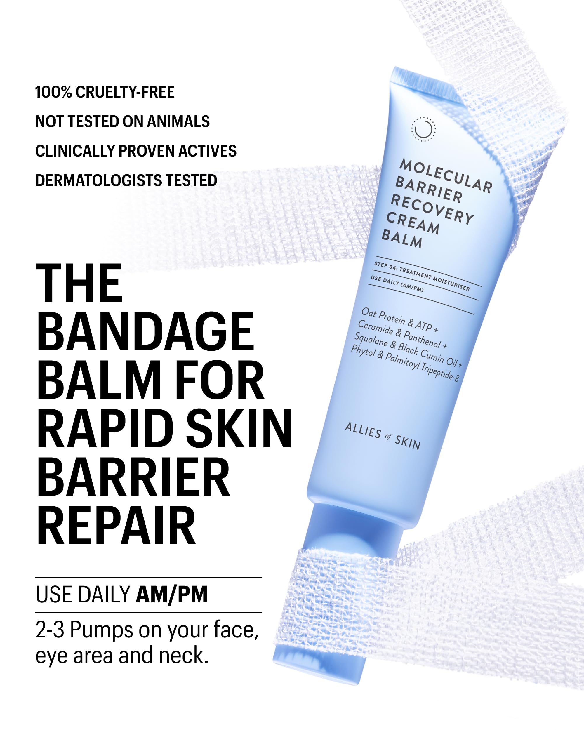 Allies of Skin Molecular Barrier Repair Cream Balm | Deep Hydration with Ceramides & Squalane