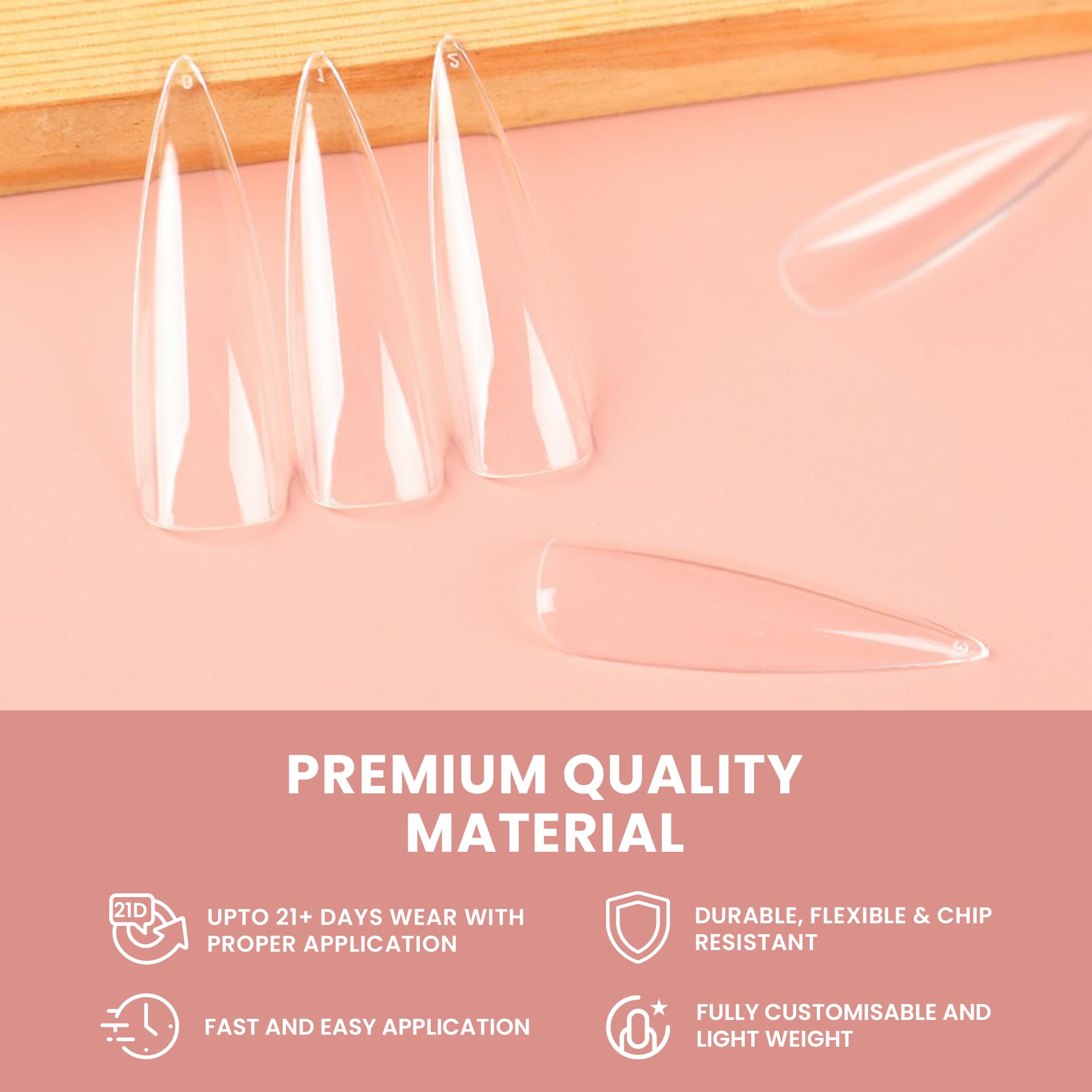 ALLKEM Soft Gel Nail Tips – 360 Pcs XXL Stiletto Extensions Kit, 12 Sizes, Clear