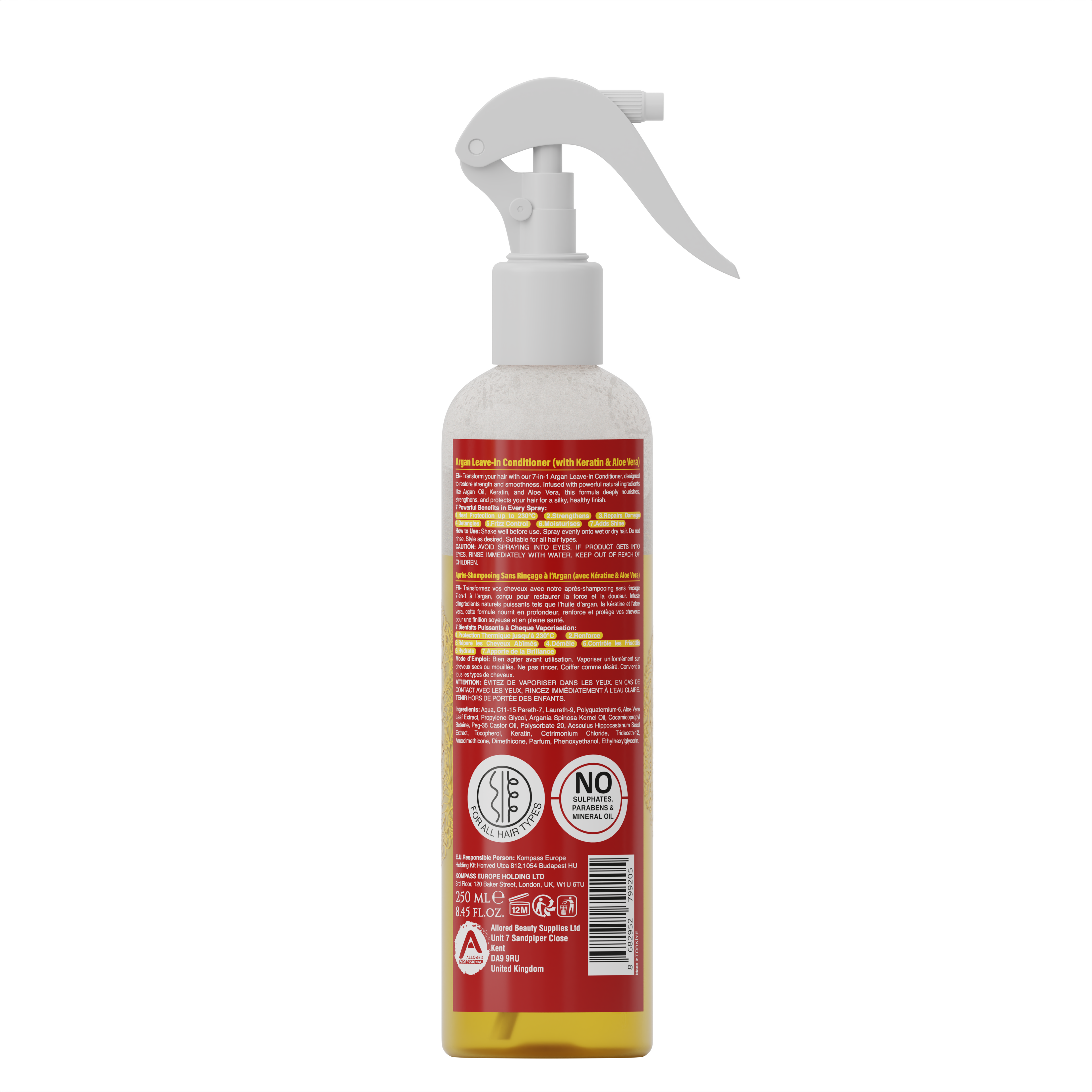 Allored Professional 7-in-1 Argan Oil Leave-In Conditioner for All Hair Types 250 ml/8.5 oz