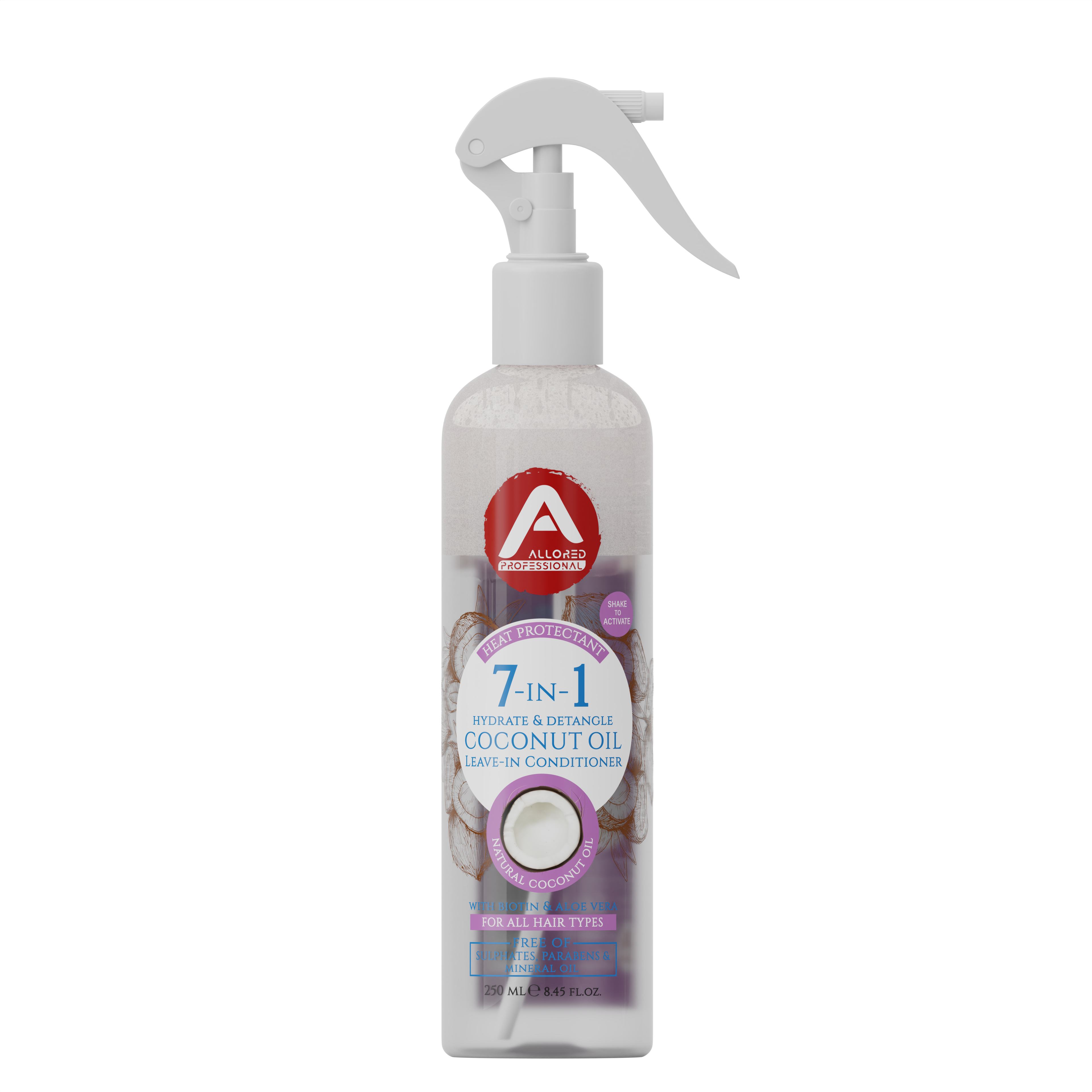 Allored Professional 7-in-1 Coconut Oil Leave-In Conditioner for All Hair Types 250 ml/8.5 oz