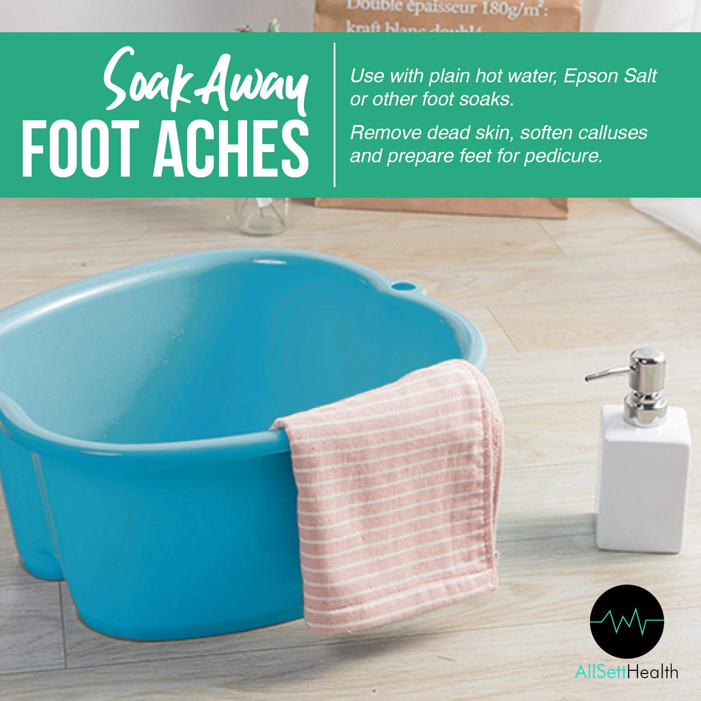 AllSett Health Foot Soaking Bath Basin – Large Pedicure Spa Tub for At-Home Foot Care (Blue)