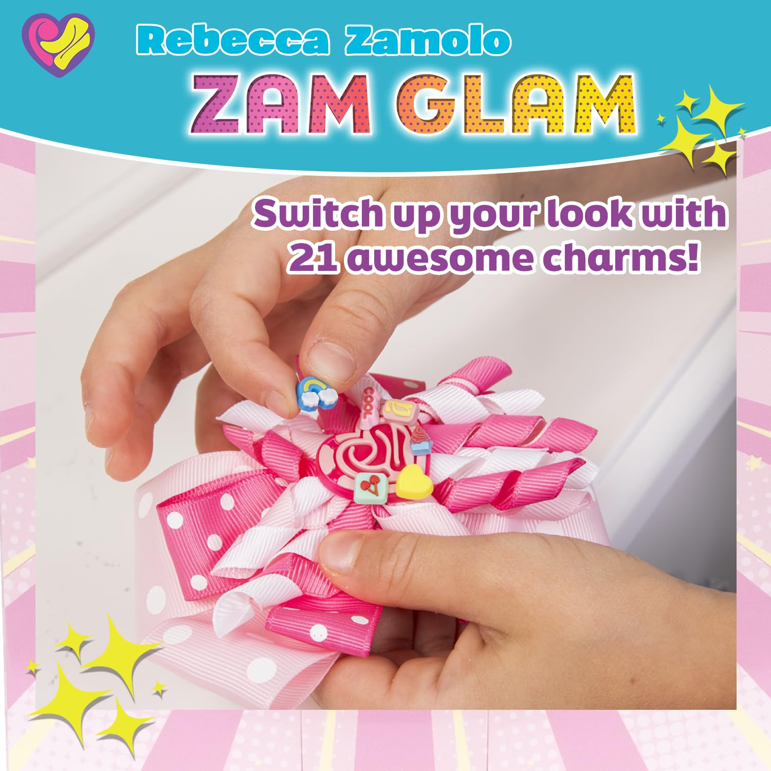Rebecca Zamolo Zam Glam Hair Bow Set — 21 Charms & 3 Interchangeable Bows | Allstar Innovations