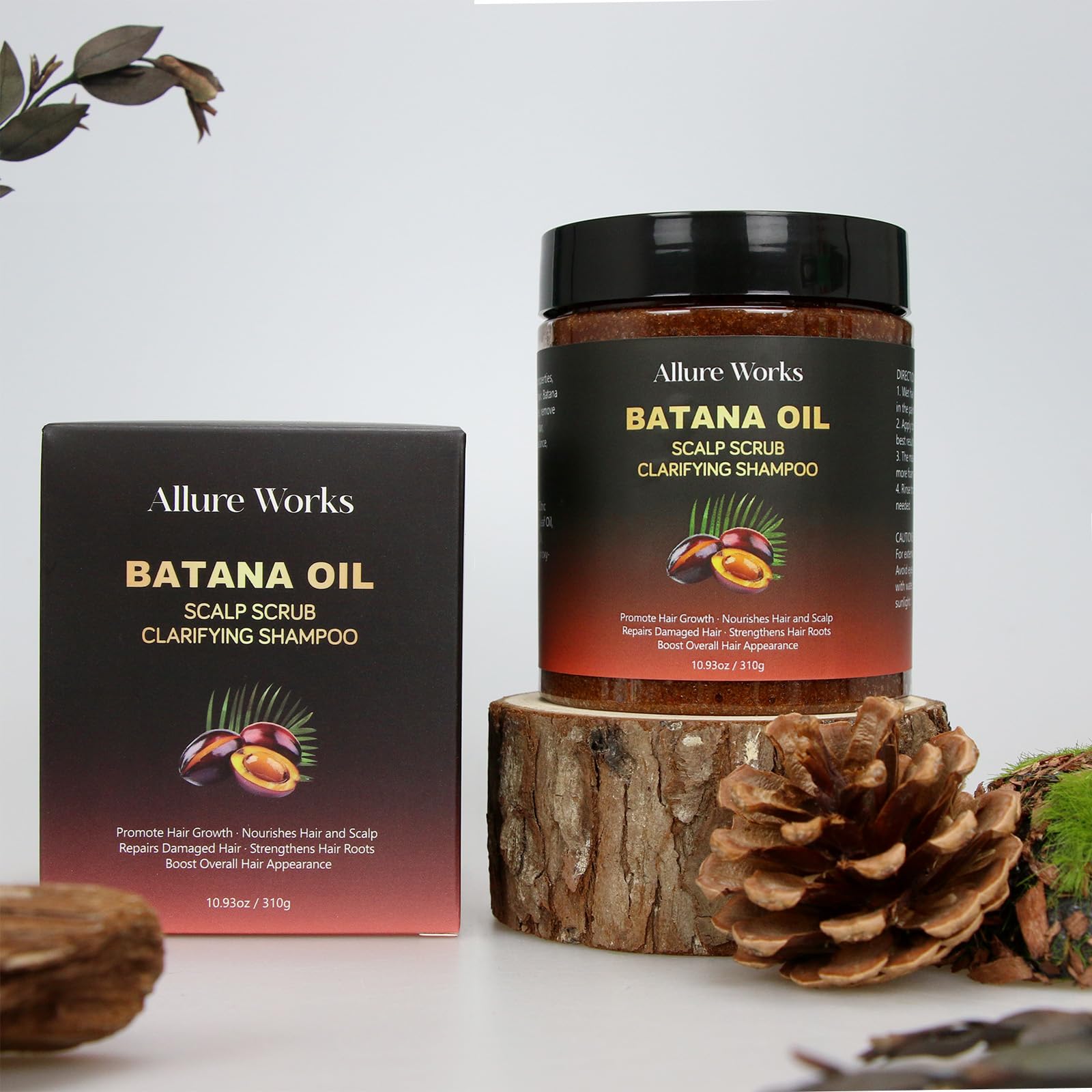 Allure Works Exfoliating Scalp Scrub & Clarifying Shampoo with Batana Oil & Rosemary – 310g