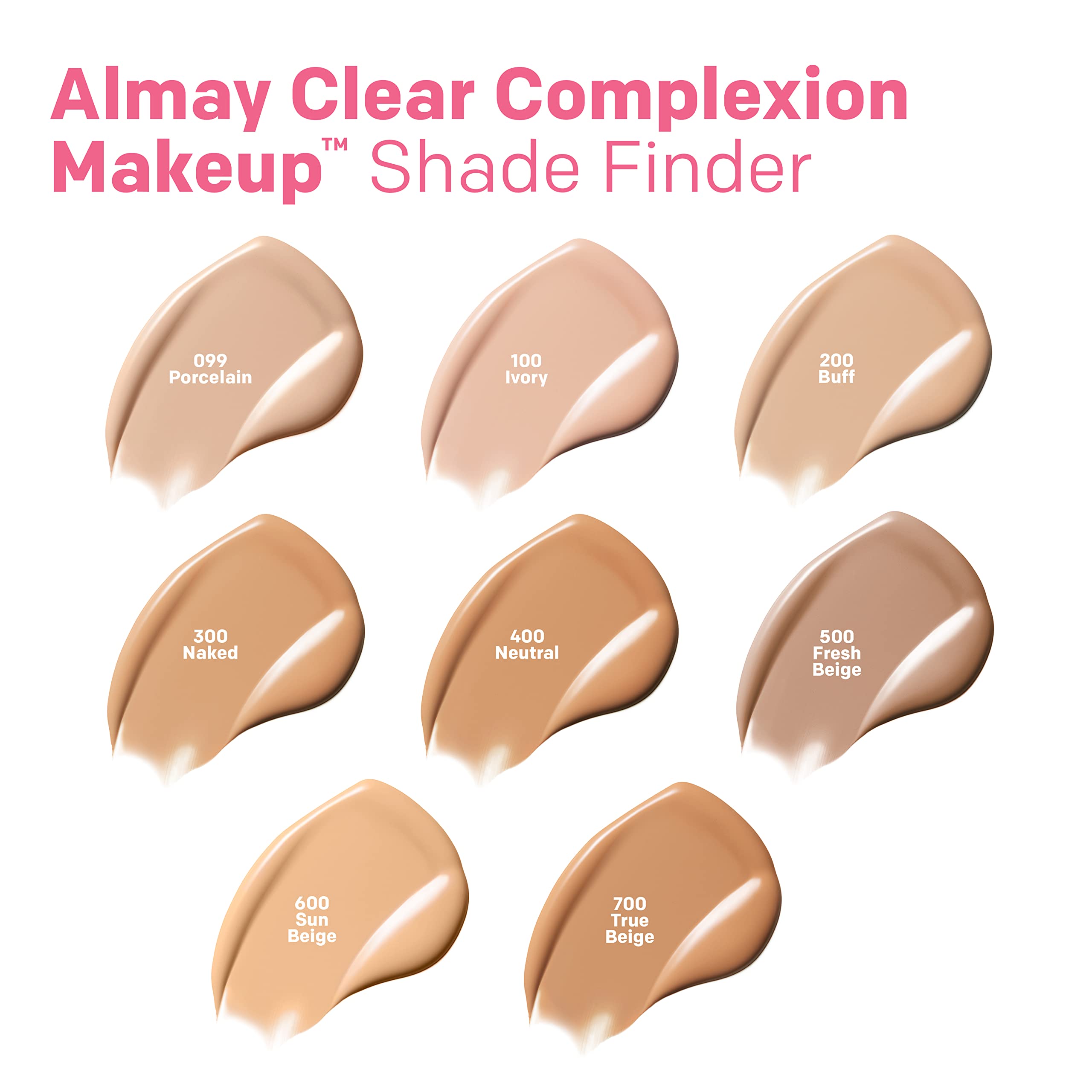 Almay Clear Complexion Acne Foundation with Salicylic Acid – Medium Coverage, Soft Matte, Hypoallergenic, 099 Porcelain