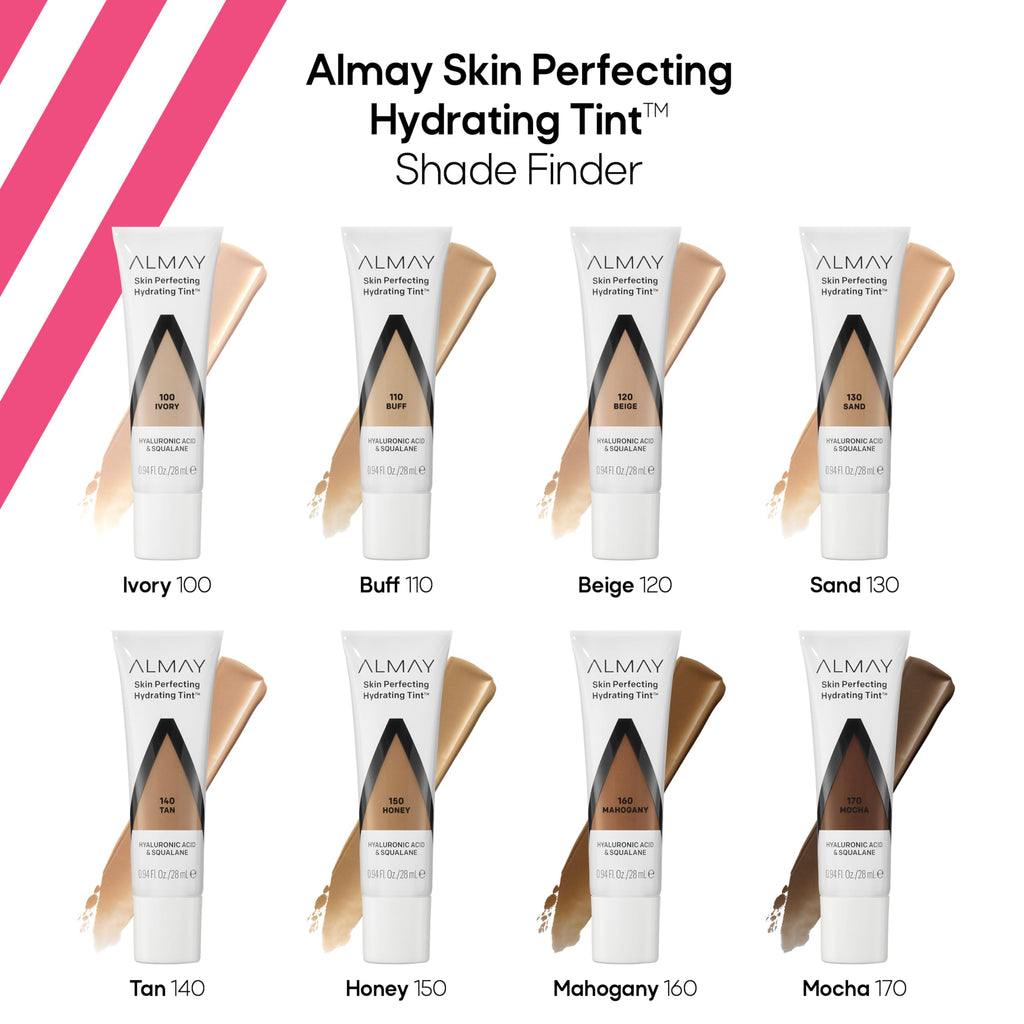 Almay Hydrating Liquid Foundation Tint — Lightweight, Dewy Finish, Hypoallergenic, Fragrance Free, Beige 120
