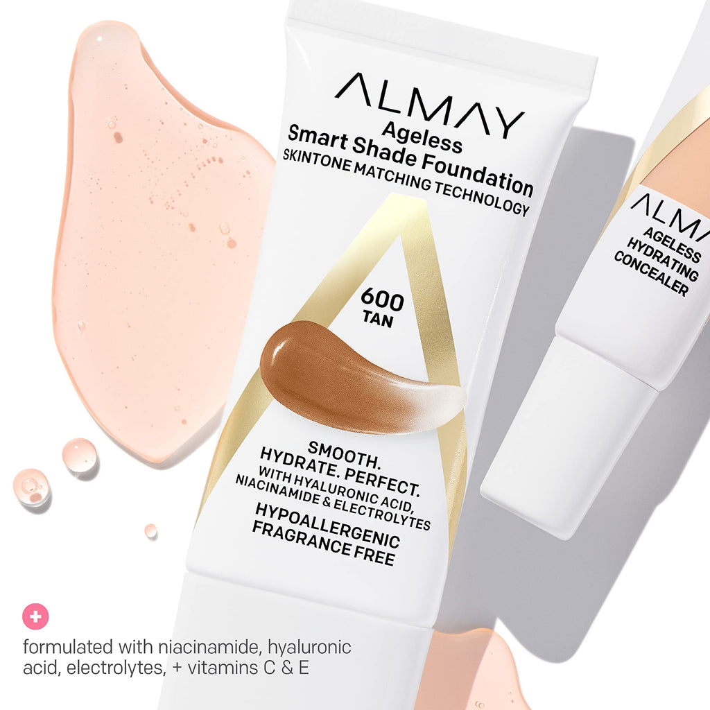 Almay Smart Shade Anti-Aging Foundation with Hyaluronic Acid & Niacinamide – 050 Fair, 1 fl oz