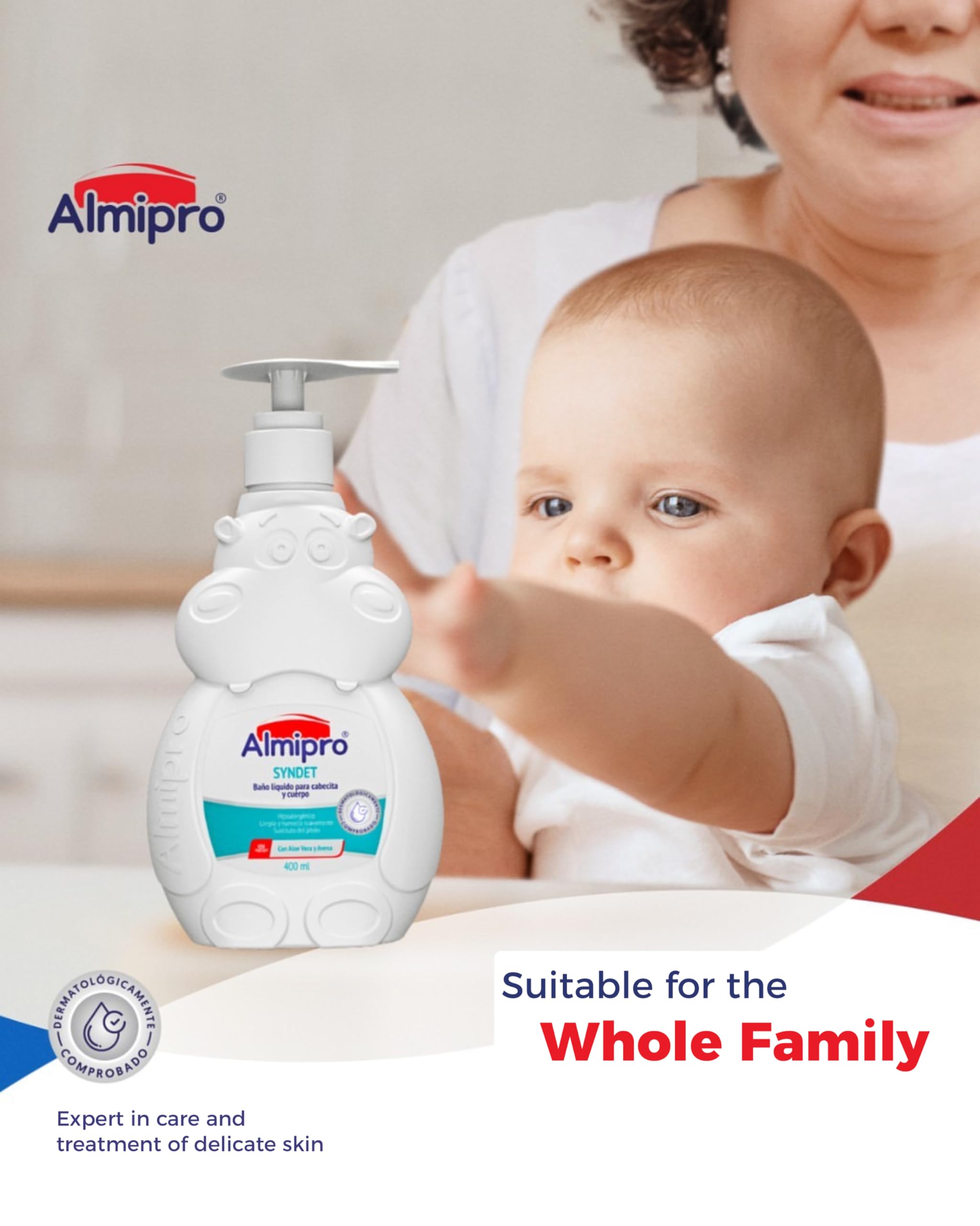 almipro Syndet Baby Hair & Body Wash with Oatmeal & Aloe Vera — 400 g (14 oz) Pack of 2