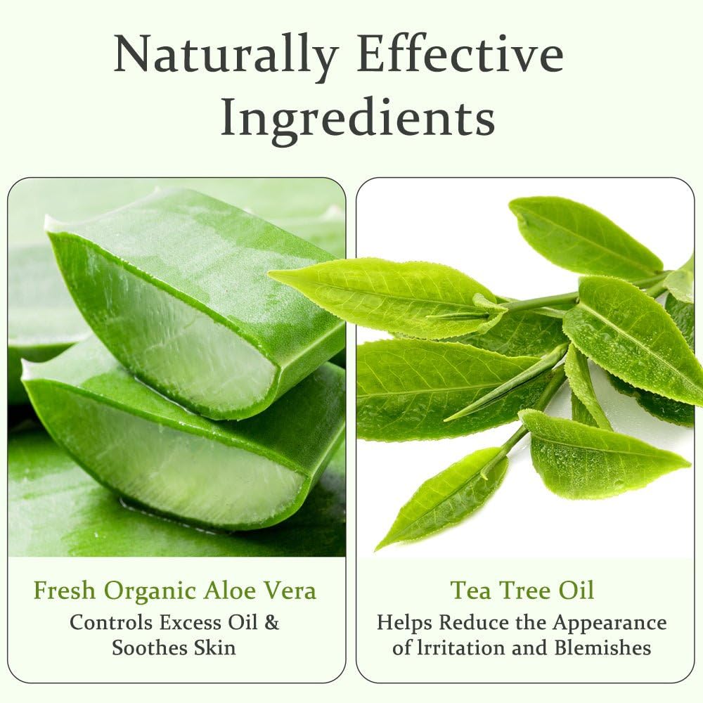 Aloderma Aloe Vera Gel + Tea Tree Oil — 3 x 10.6 oz Organic Aloe for Skin, Hair, Face & Aftershave
