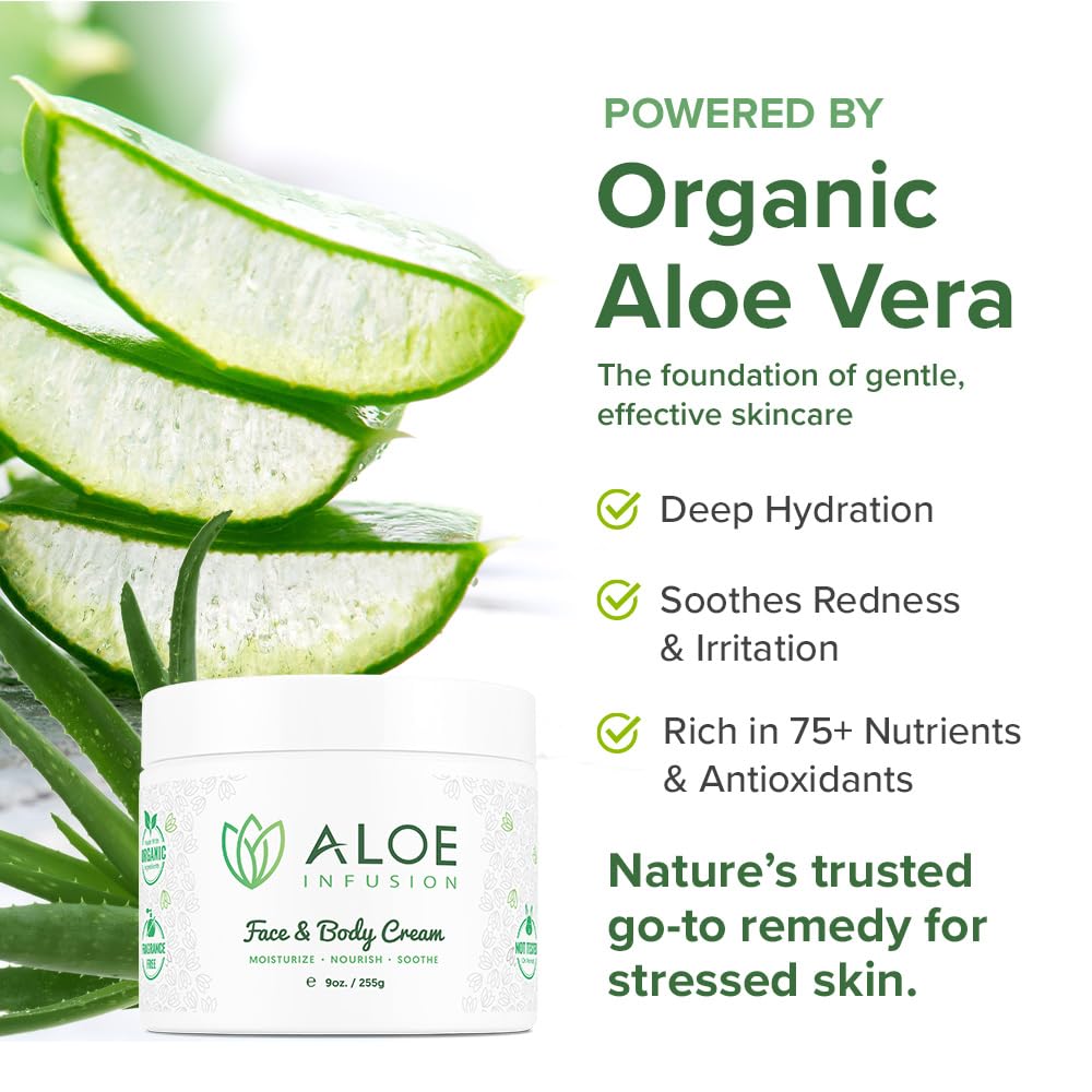 Aloe Infusion Aloe Vera Face & Body Cream — Hydrating, Non-Greasy Moisturizer