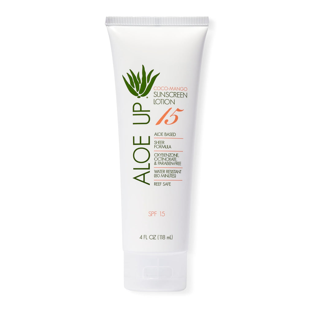Aloe Up White Collection SPF 15 Sunscreen Lotion – Aloe Vera, Reef-Friendly, 4 oz