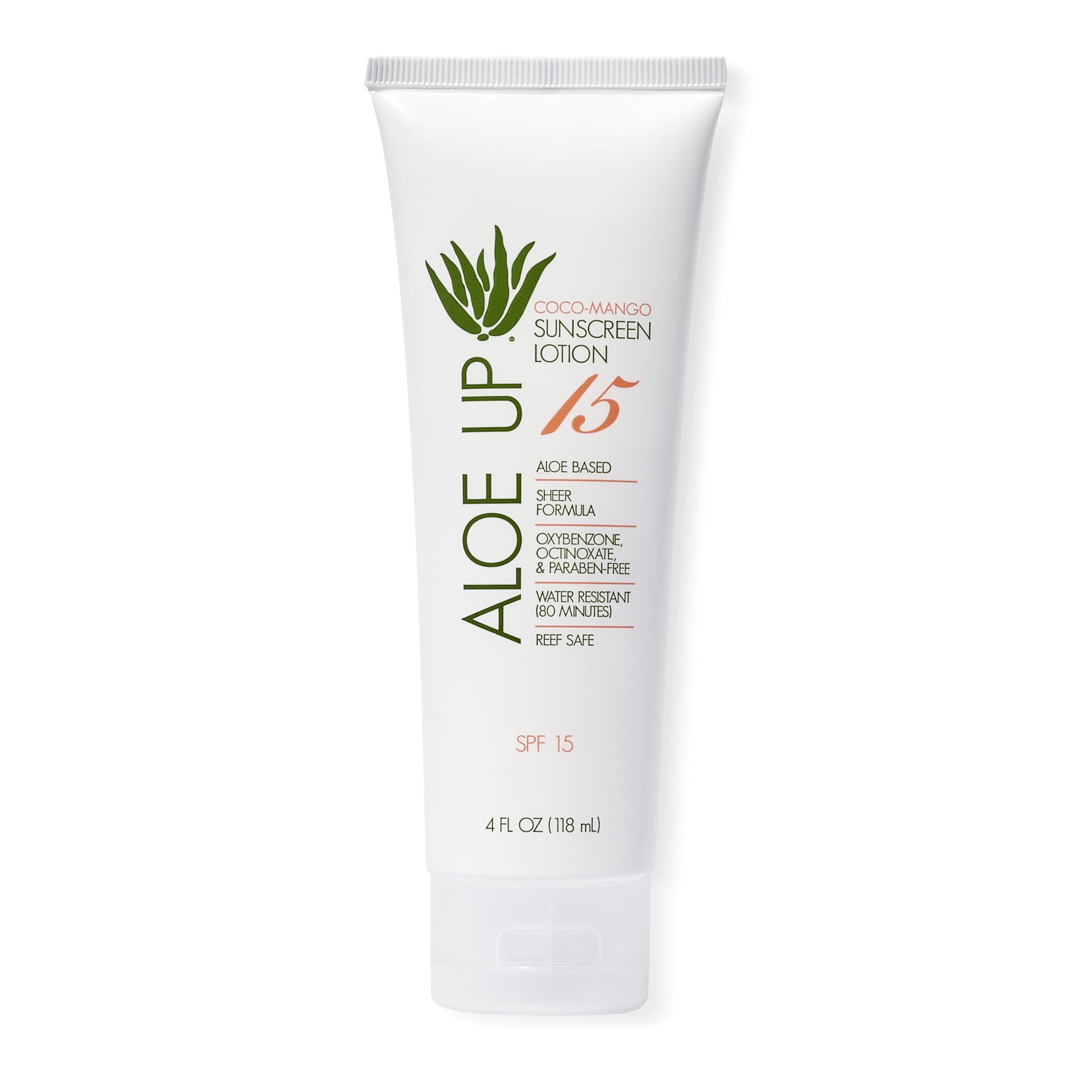 Aloe Up White Collection SPF 15 Sunscreen Lotion – Aloe Vera, Reef-Friendly, 4 oz