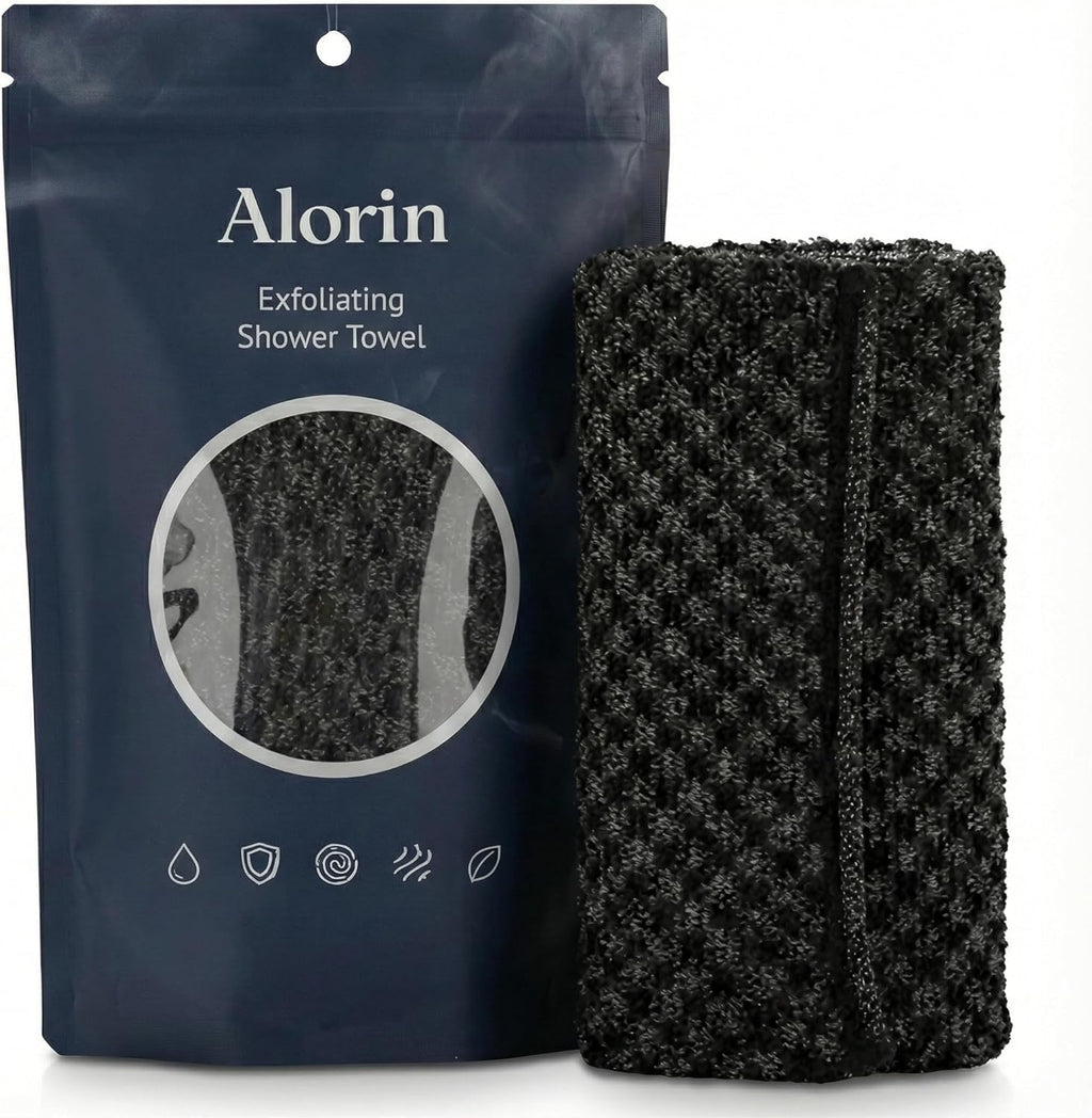 Alorin Exfoliating Shower Towel – Dual-Texture, Quick-Dry Body & Face Scrub