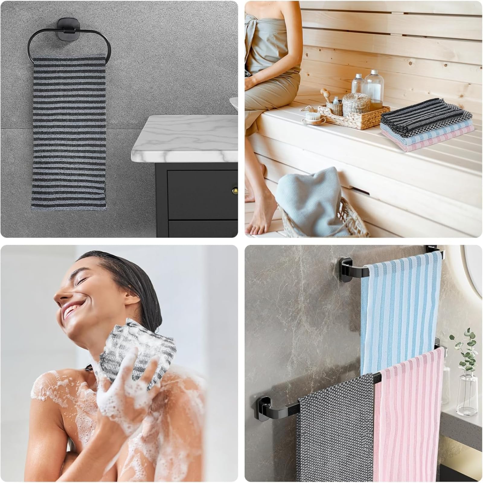 Alorin Exfoliating Shower Towel – Dual-Texture, Quick-Dry Body & Face Scrub