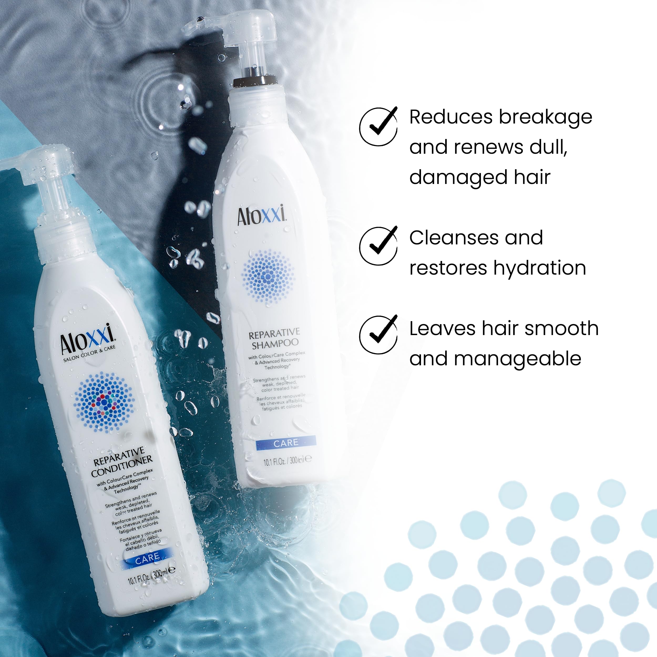 ALOXXI Reparative Hair Repair Shampoo for Damaged Hair with ColourCare Complex and Advanced Recovery Technology Cleanses Over-Processed Hair, 33.8 Fl Oz
