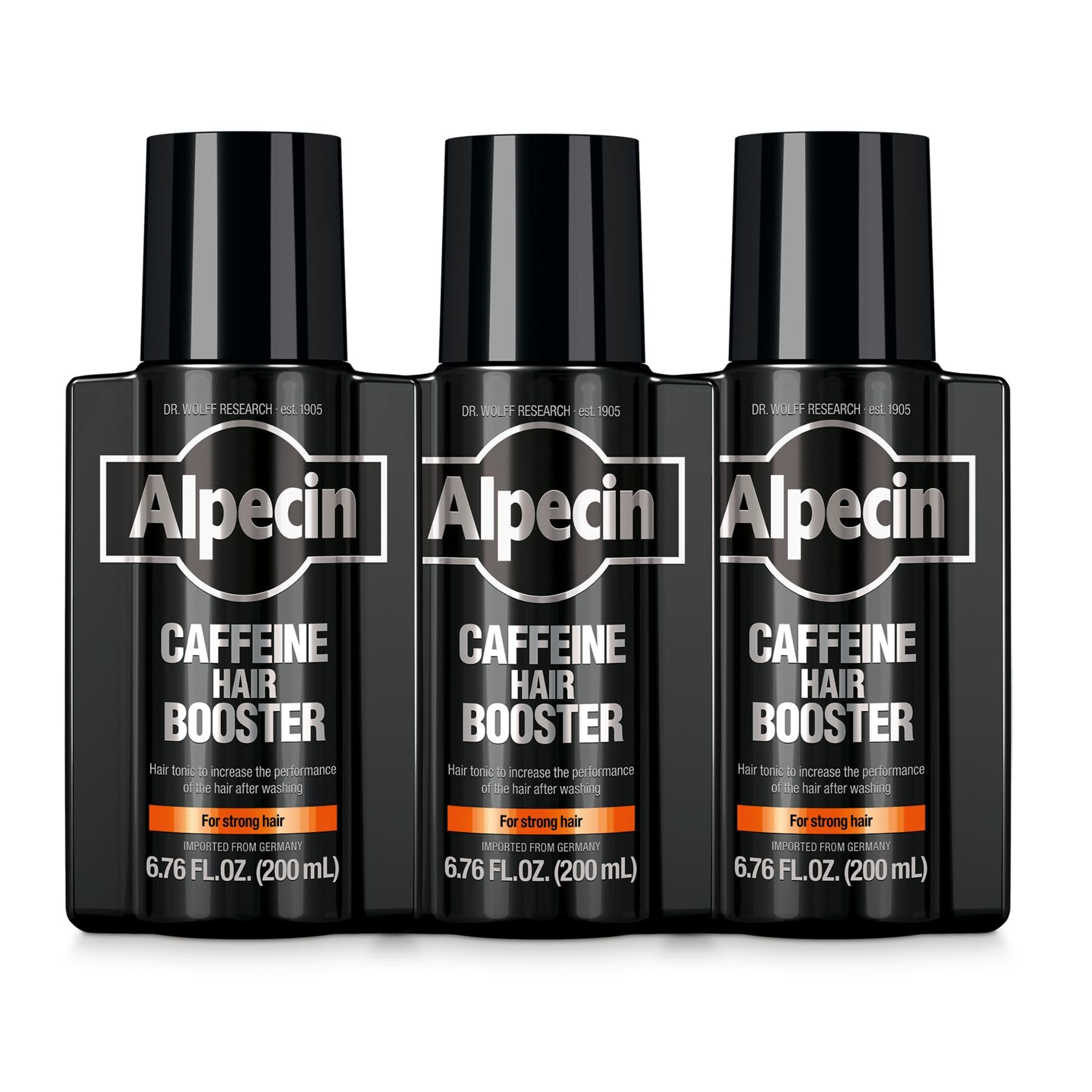 Alpecin Caffeine Hair Booster with Bold Fragrance — 3 x 6.76 oz, Hair Performance Enhancer