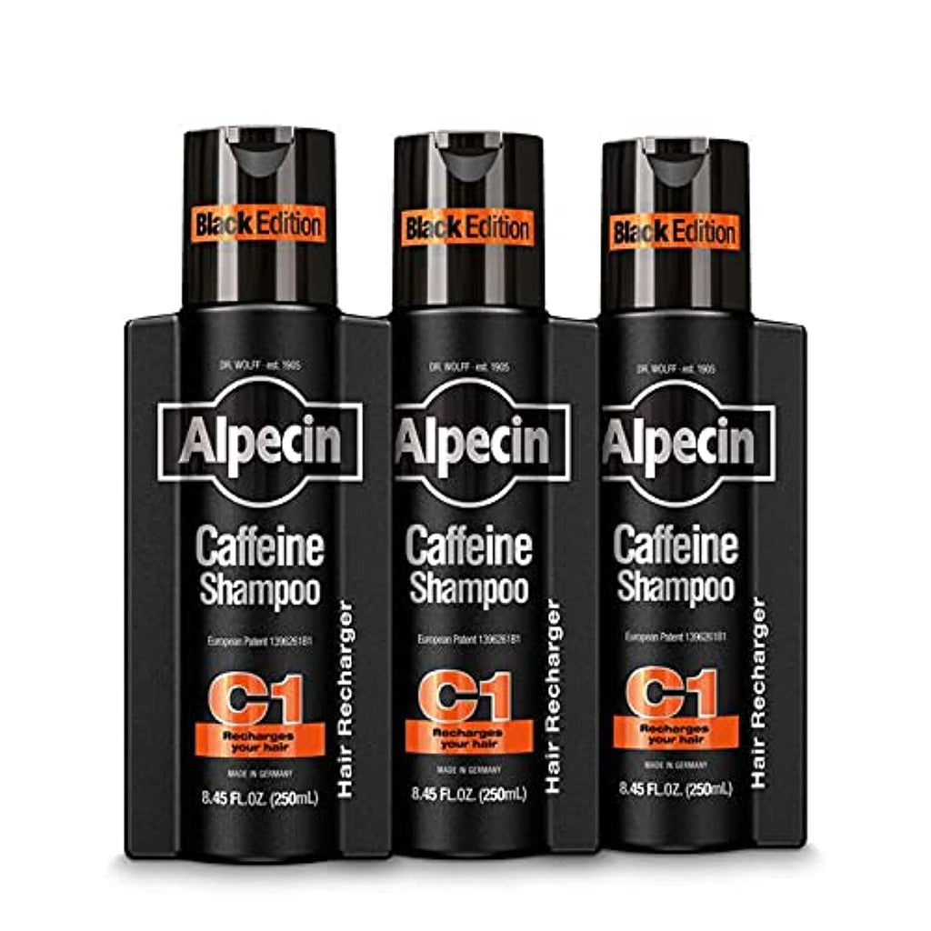 Alpecin Caffeine Shampoo C1 Black Edition – Pack of 3, Bold Fragrance, Energizes Scalp