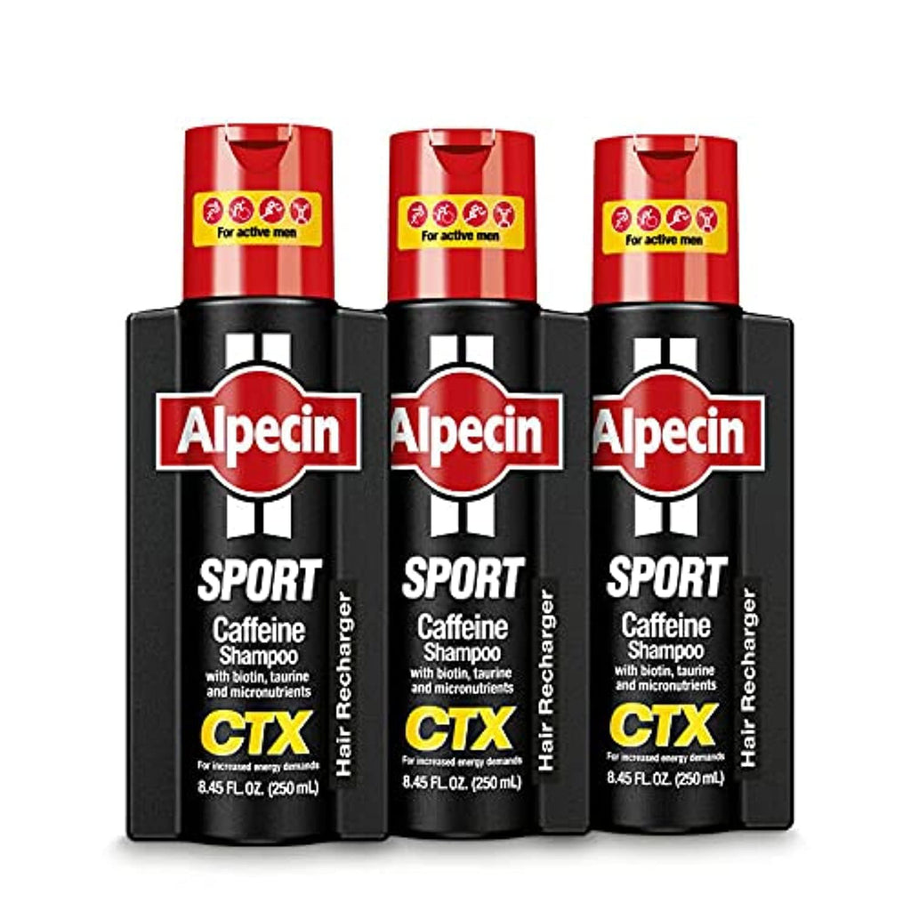 Alpecin CTX Sport Men's Caffeine Shampoo – Pack of 3 | Biotin, Niacin & Castor Oil for Thicker, Fuller Hair