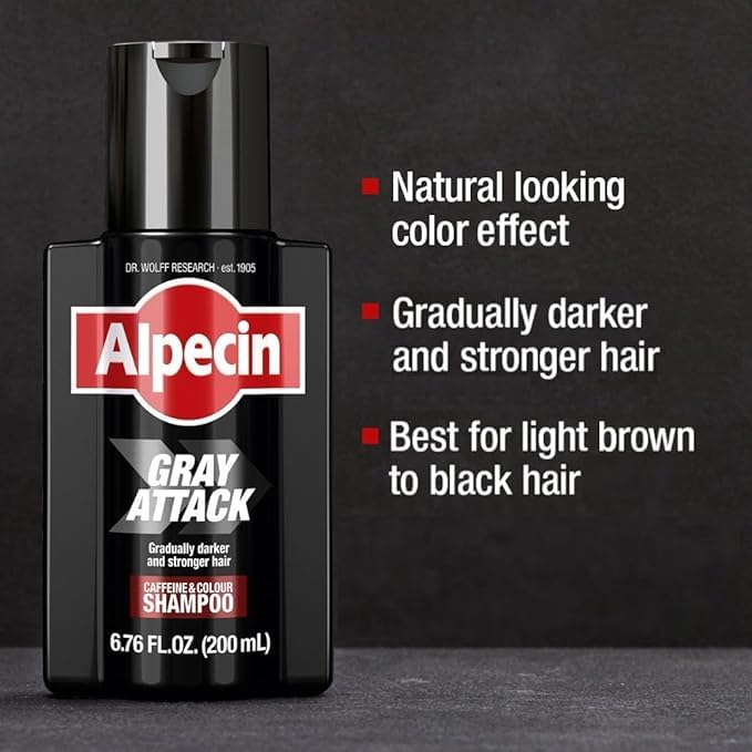 Alpecin Gray Attack Caffeine & Color Shampoo – Pack of 2 (6.76 fl oz each)
