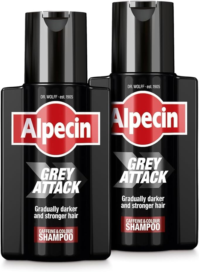 Alpecin Gray Attack Caffeine & Color Shampoo – Pack of 2 (6.76 fl oz each)