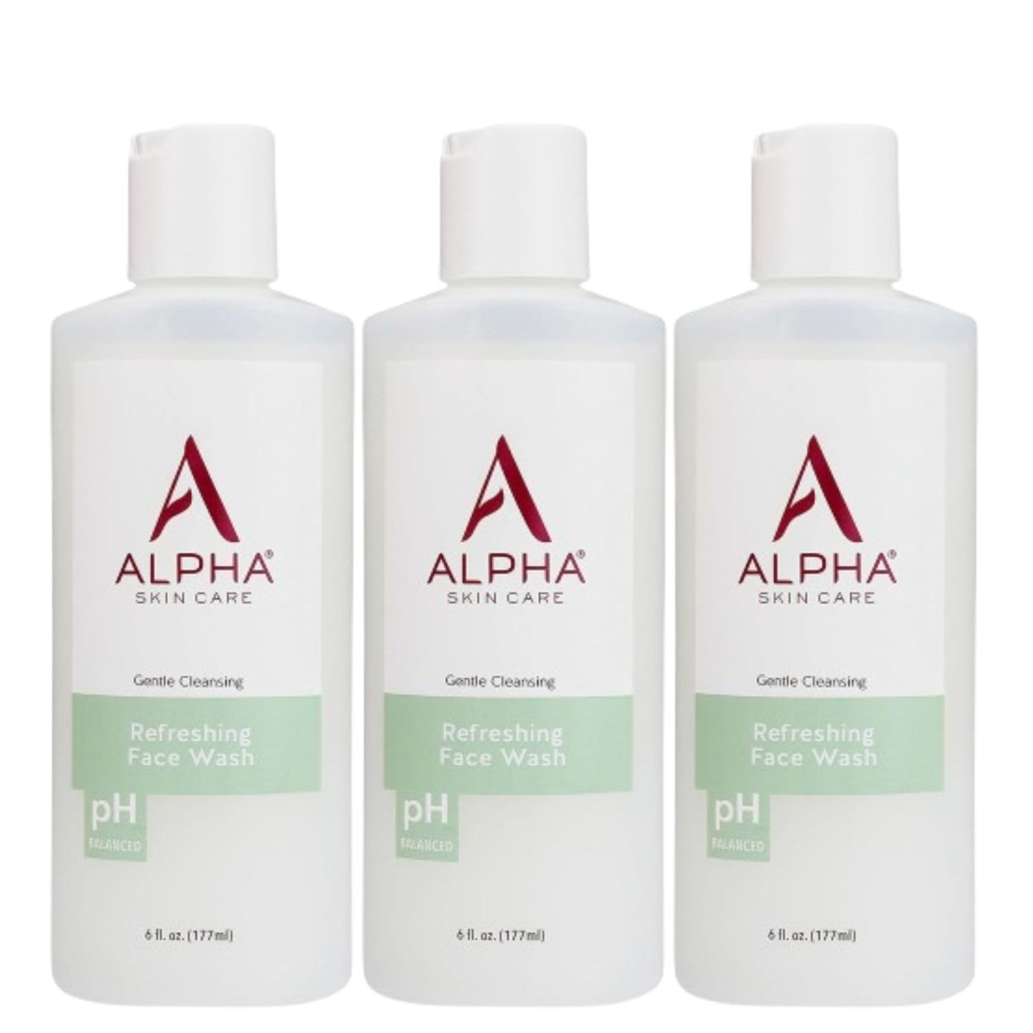 Alpha Skin Care Refreshing Face Wash – Gentle Soap-Free with Citric AHA, pH-Balancing (Pack of 3, 6 oz)