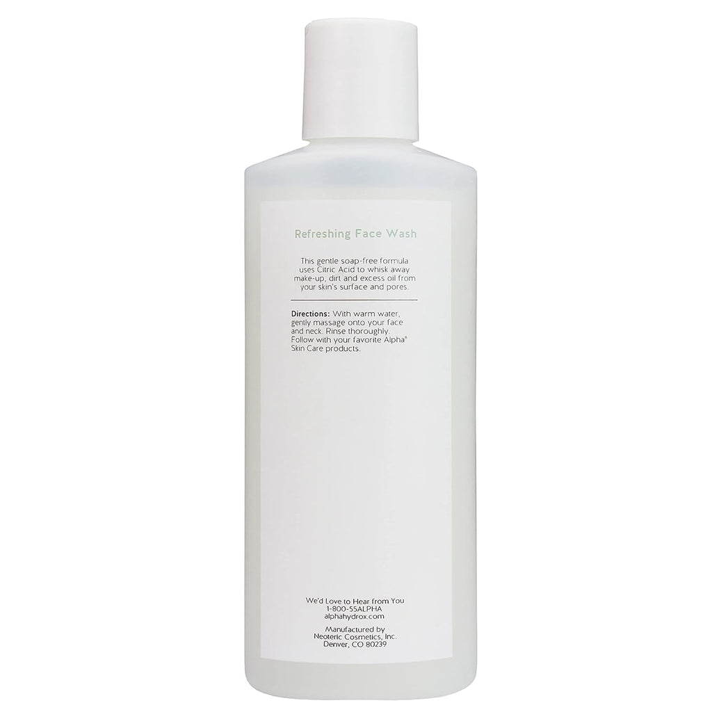 Alpha Skin Care Refreshing Face Wash - Gentle Soap-Free Cleanser with Citric AHA (6 oz, Pack of 2)