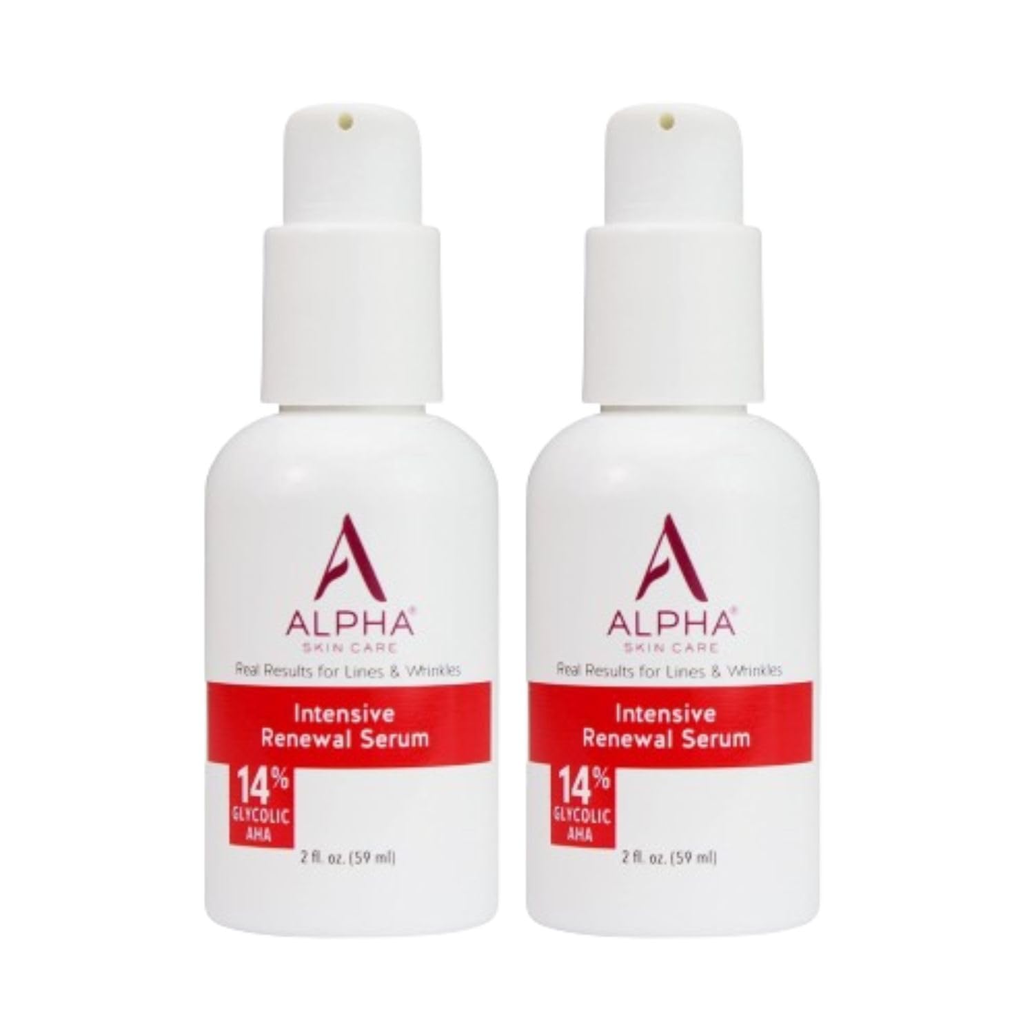 Alpha Skin Care Renewal Serum – 14% Glycolic AHA, Anti-Aging Formula, Exfoliating & Hydrating, 2 oz (Pack of 2)