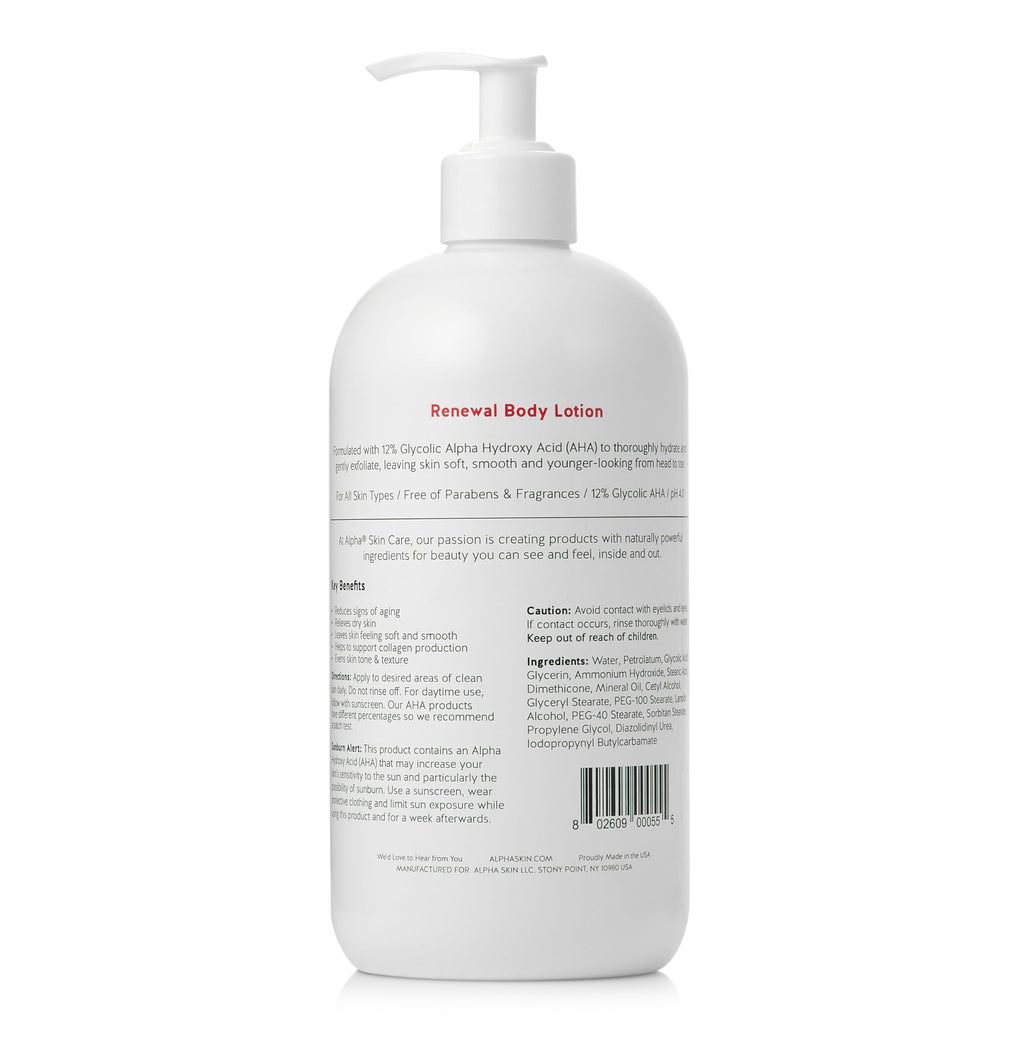 Alpha Skin Care Revitalizing Body Lotion – 12% Glycolic AHA, Hydration & Gentle Exfoliation, 23 oz